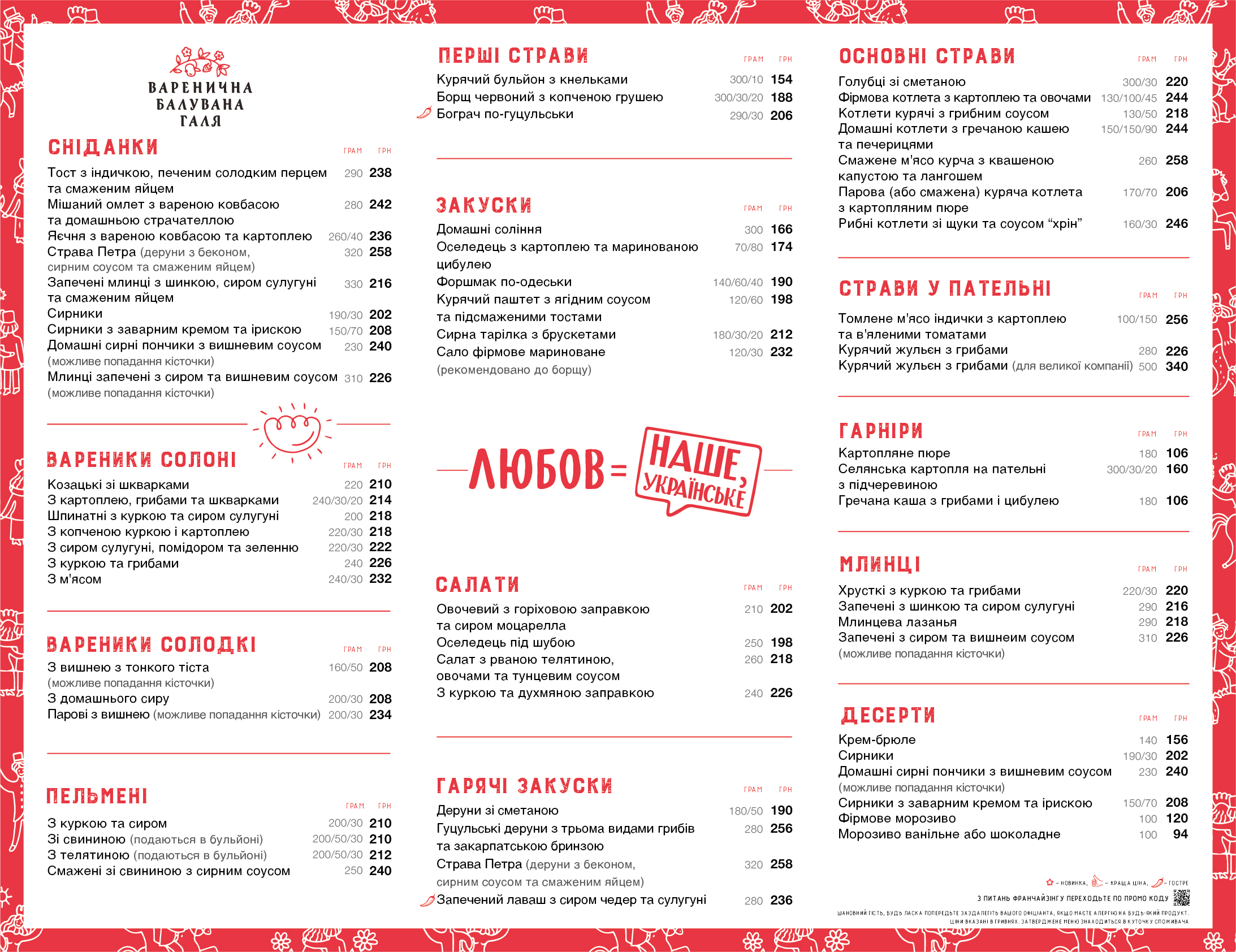 Varenychna Baluvana Halya (Varenyky Spoiled Halia) menu 4