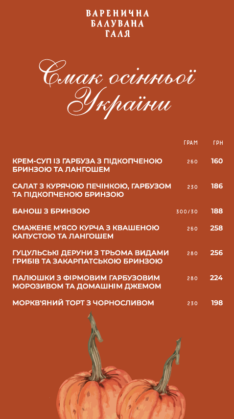 Varenychna Baluvana Halya (Varenyky Spoiled Halia) menu 8