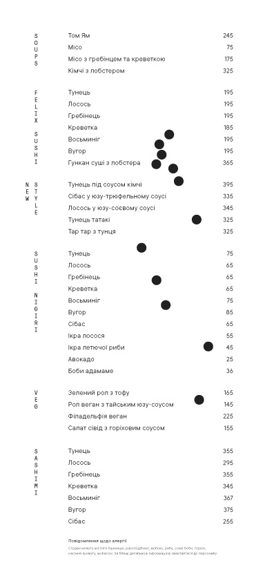 SHIMA menu 2