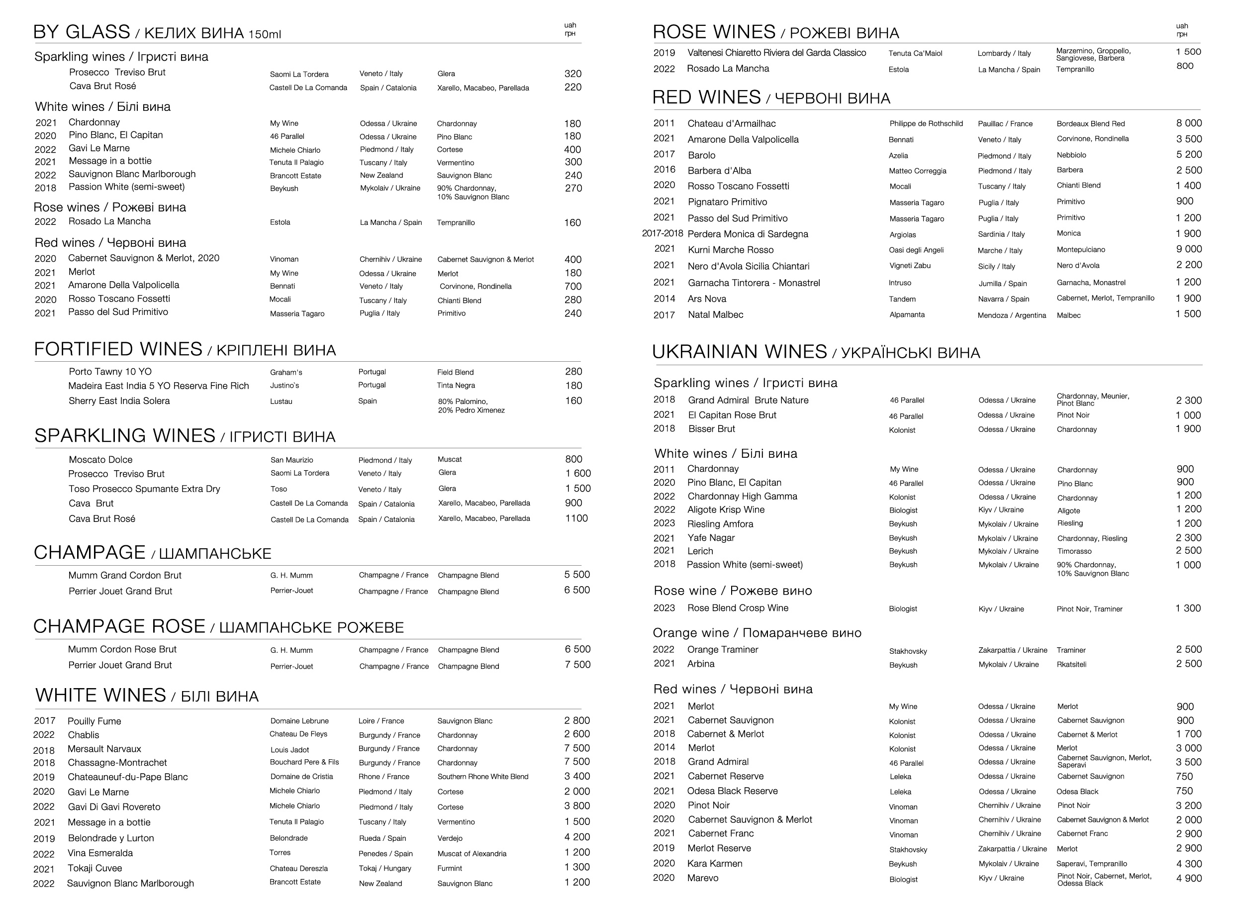 SHO menu 2