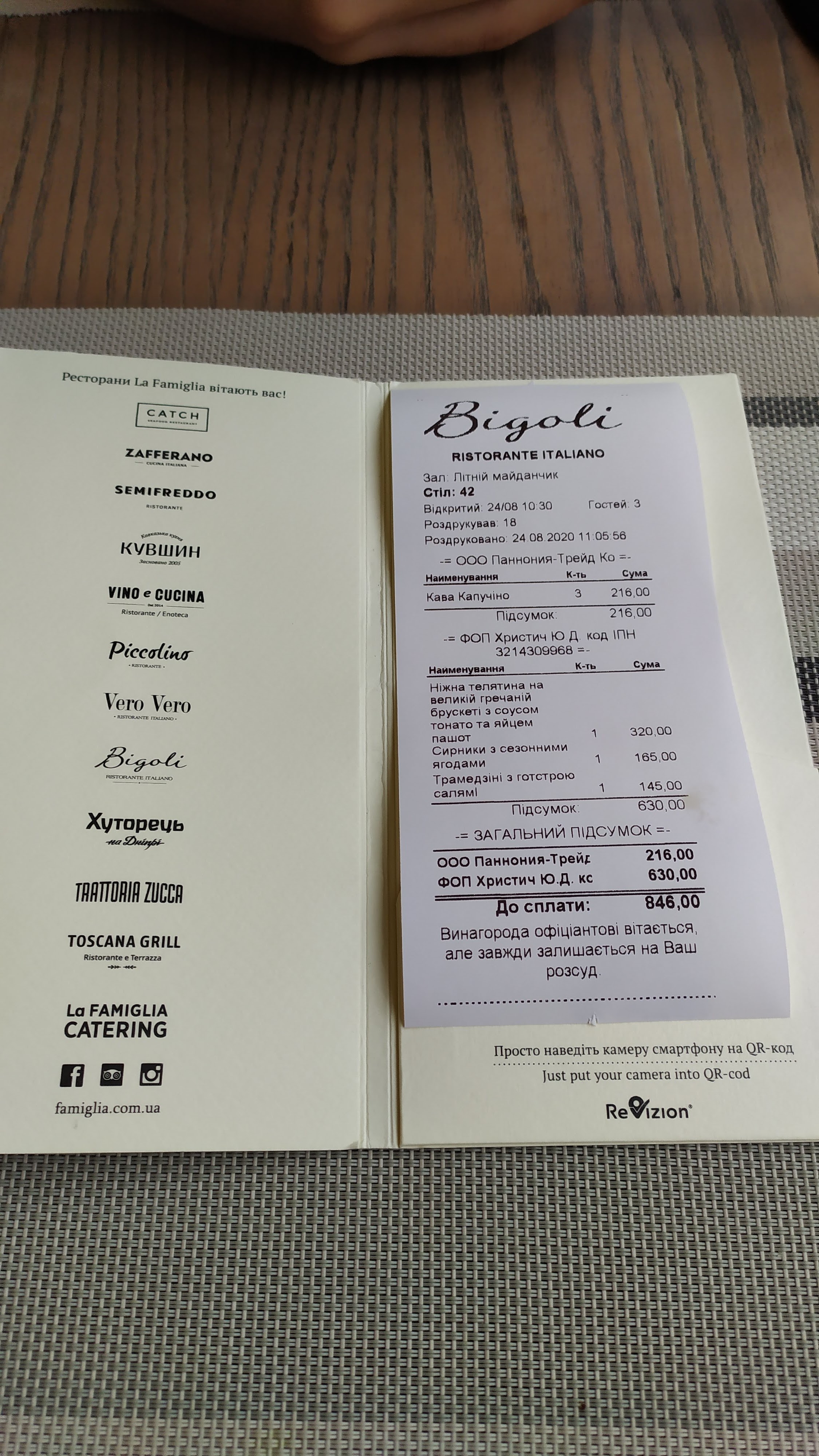 Біголі menu 8
