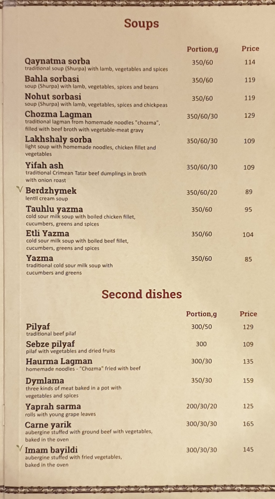 Sofra Restaurant menu 8