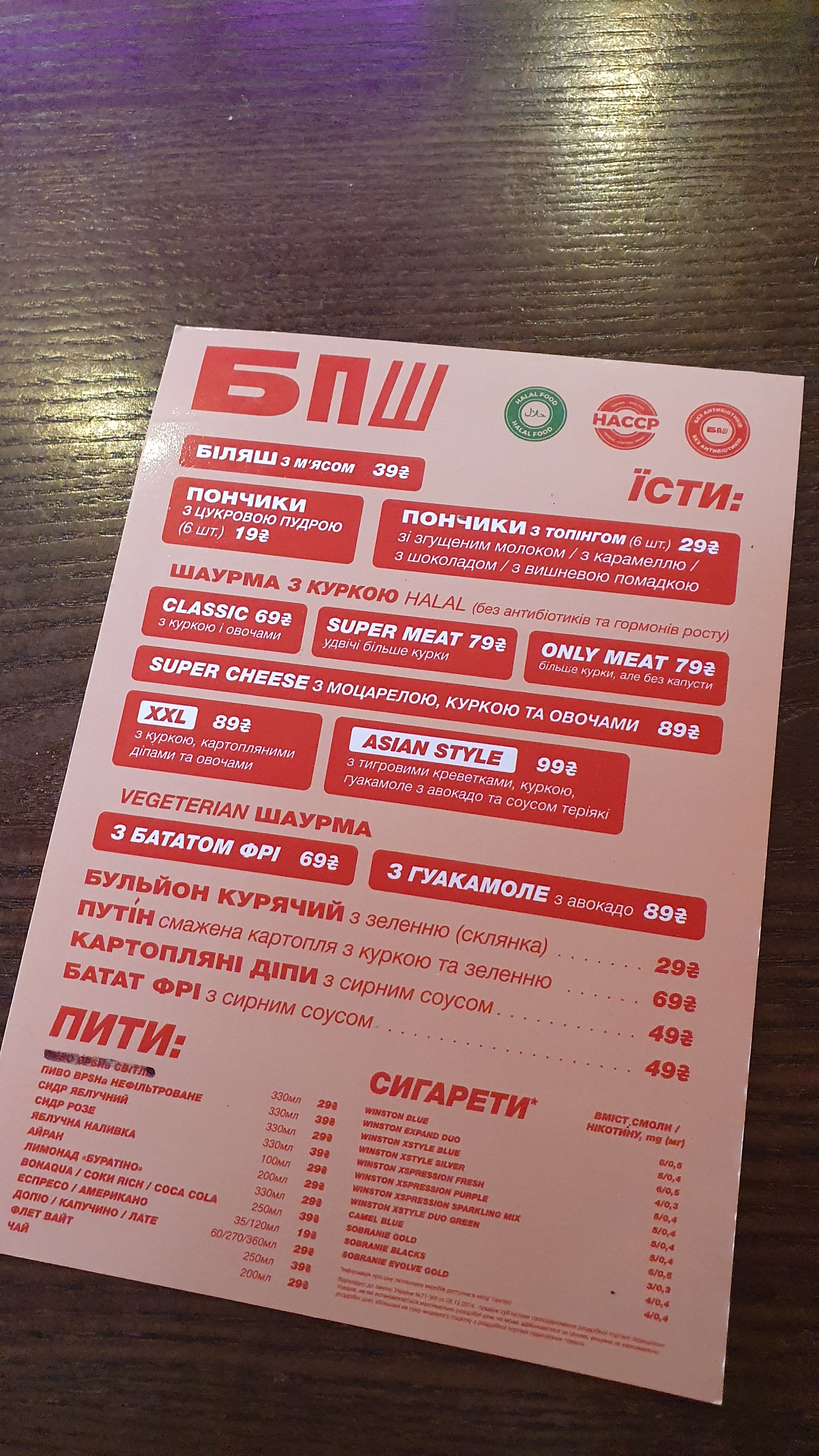 БПШ / BPSH menu 4