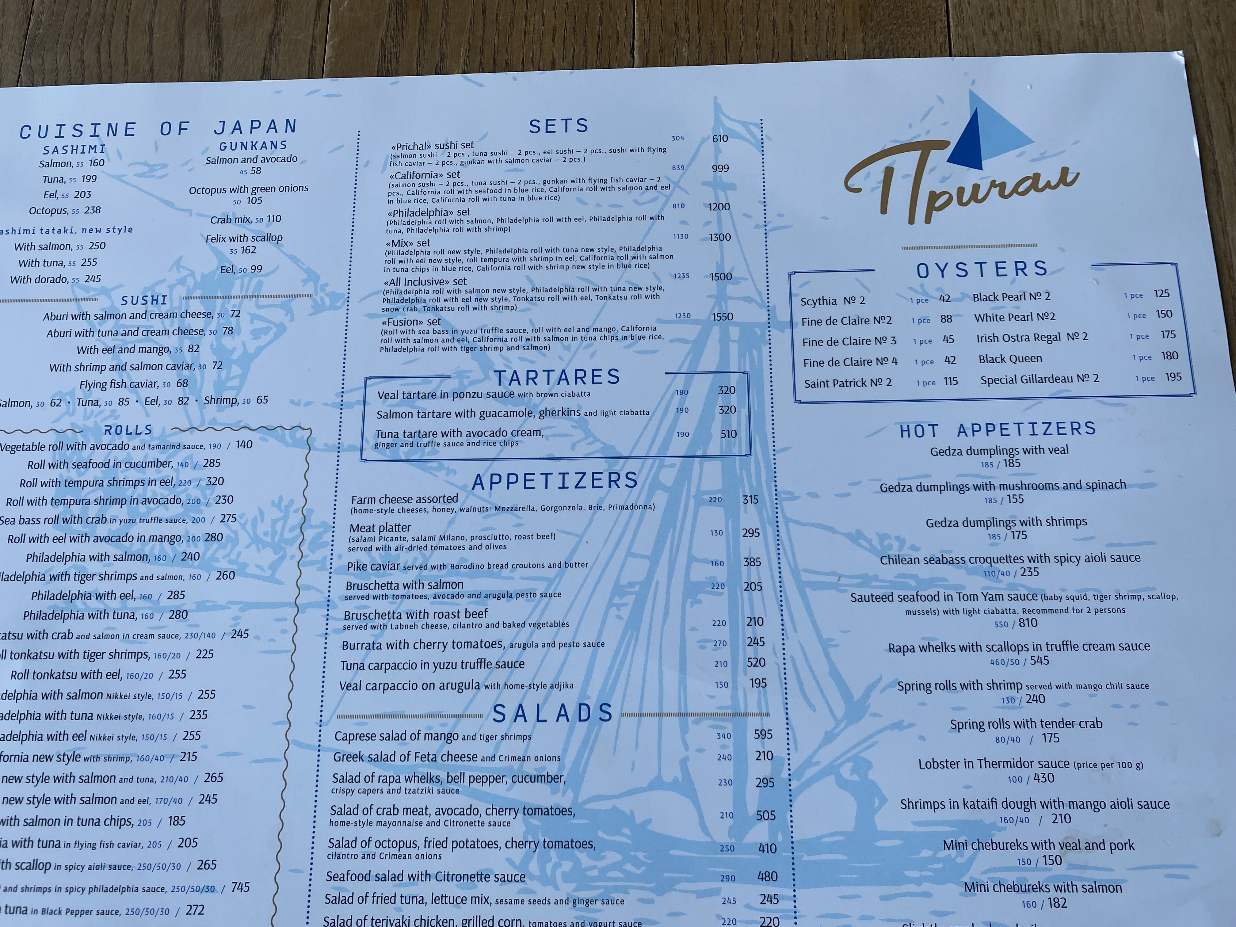 Prychal menu 5