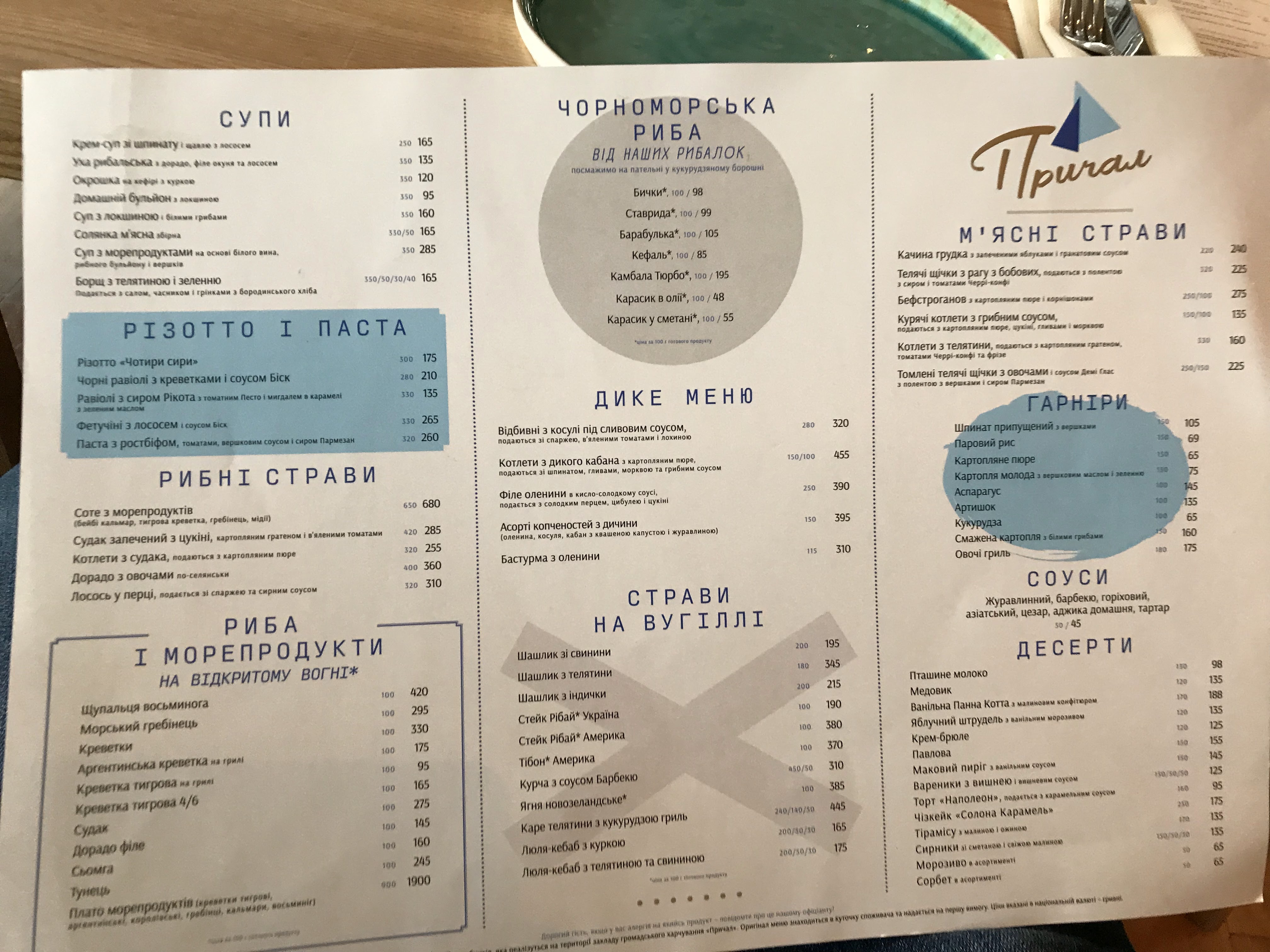 Prychal menu 6