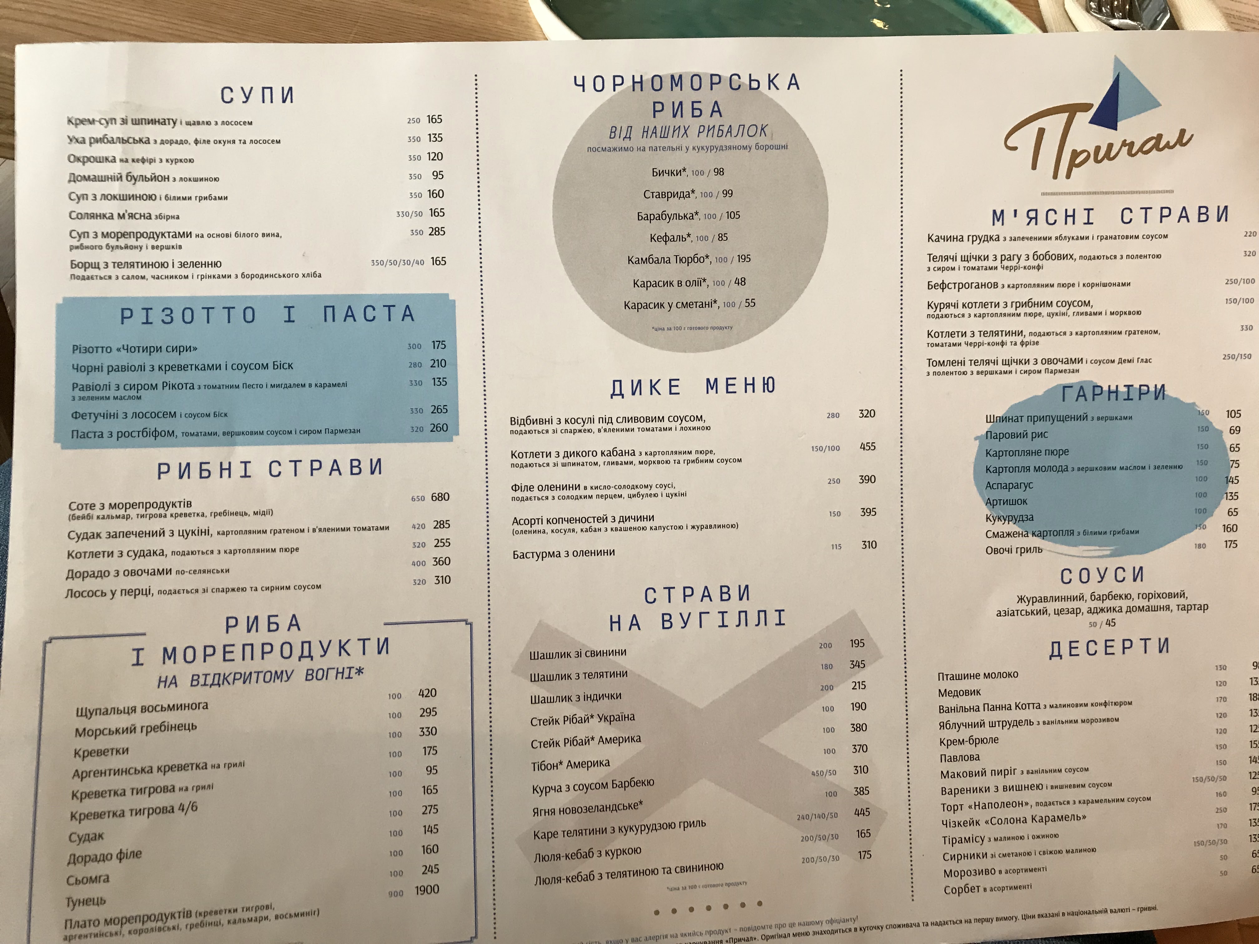 Prychal menu 7