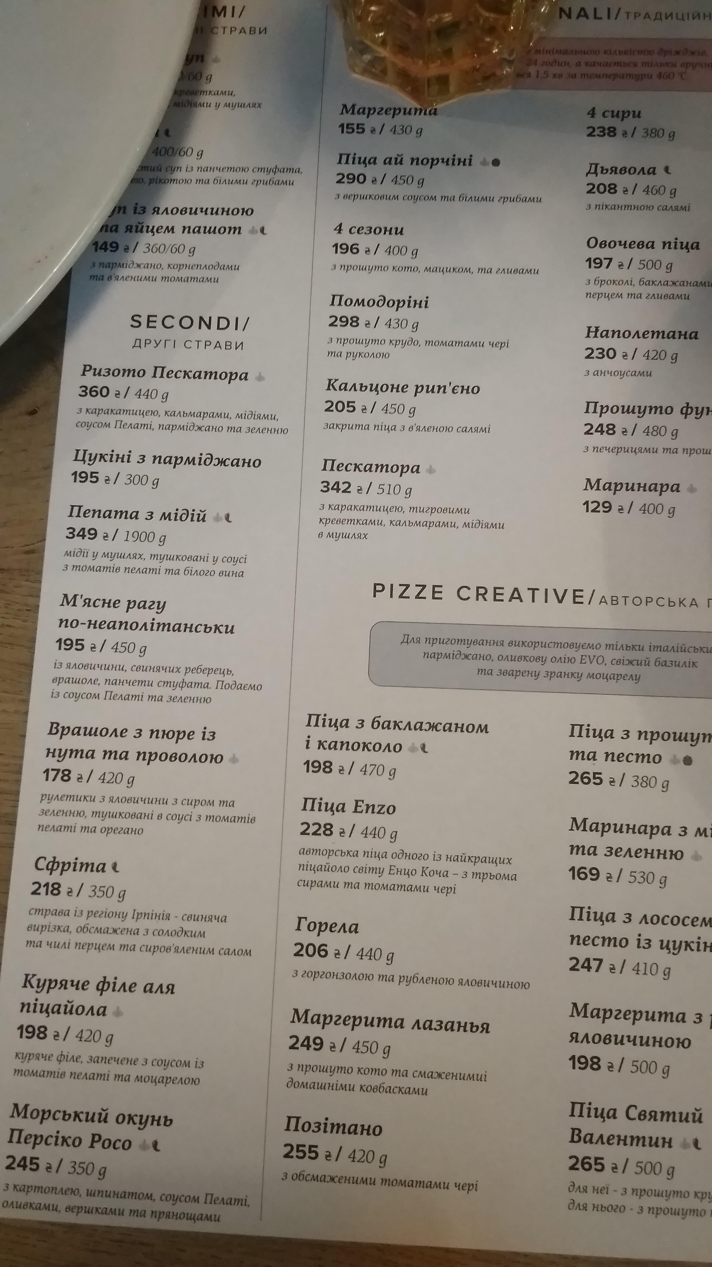 Positano menu 6