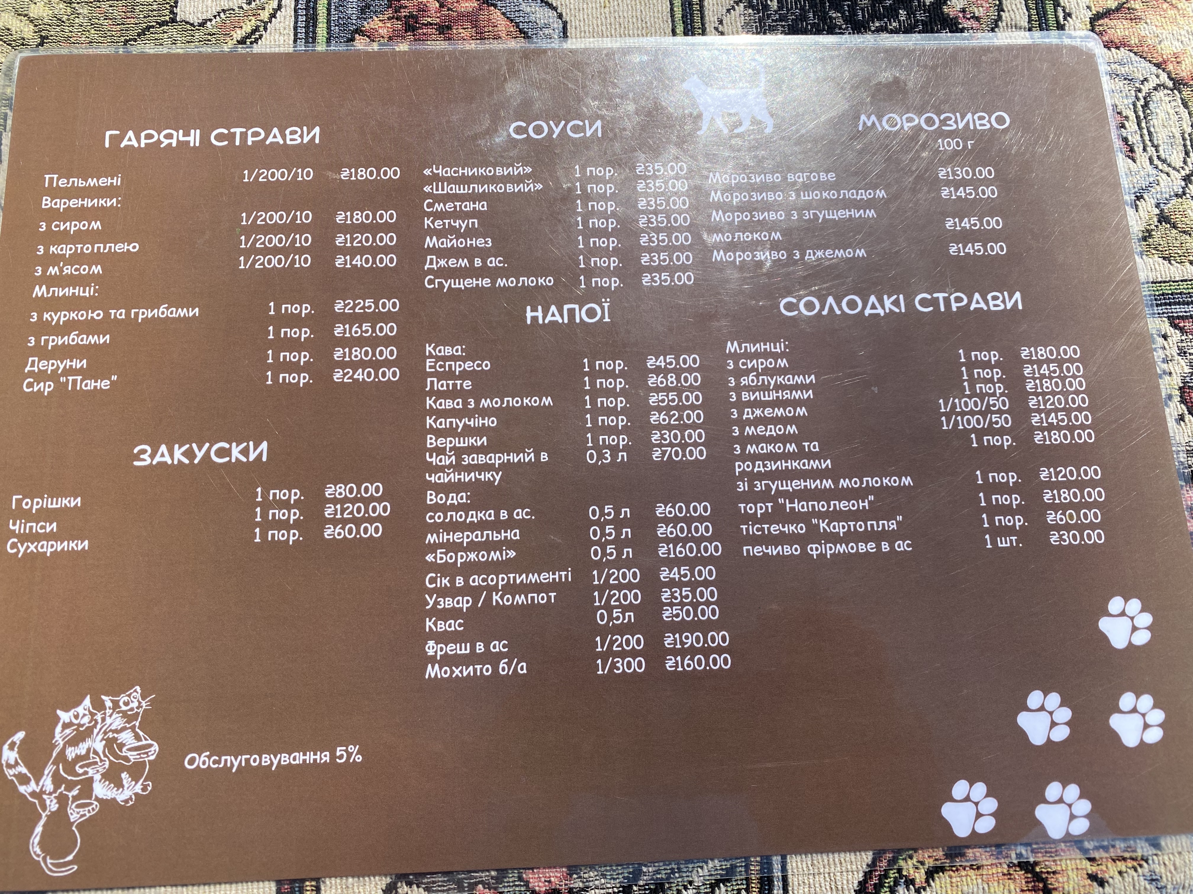 Ocheretiany Kit menu 3