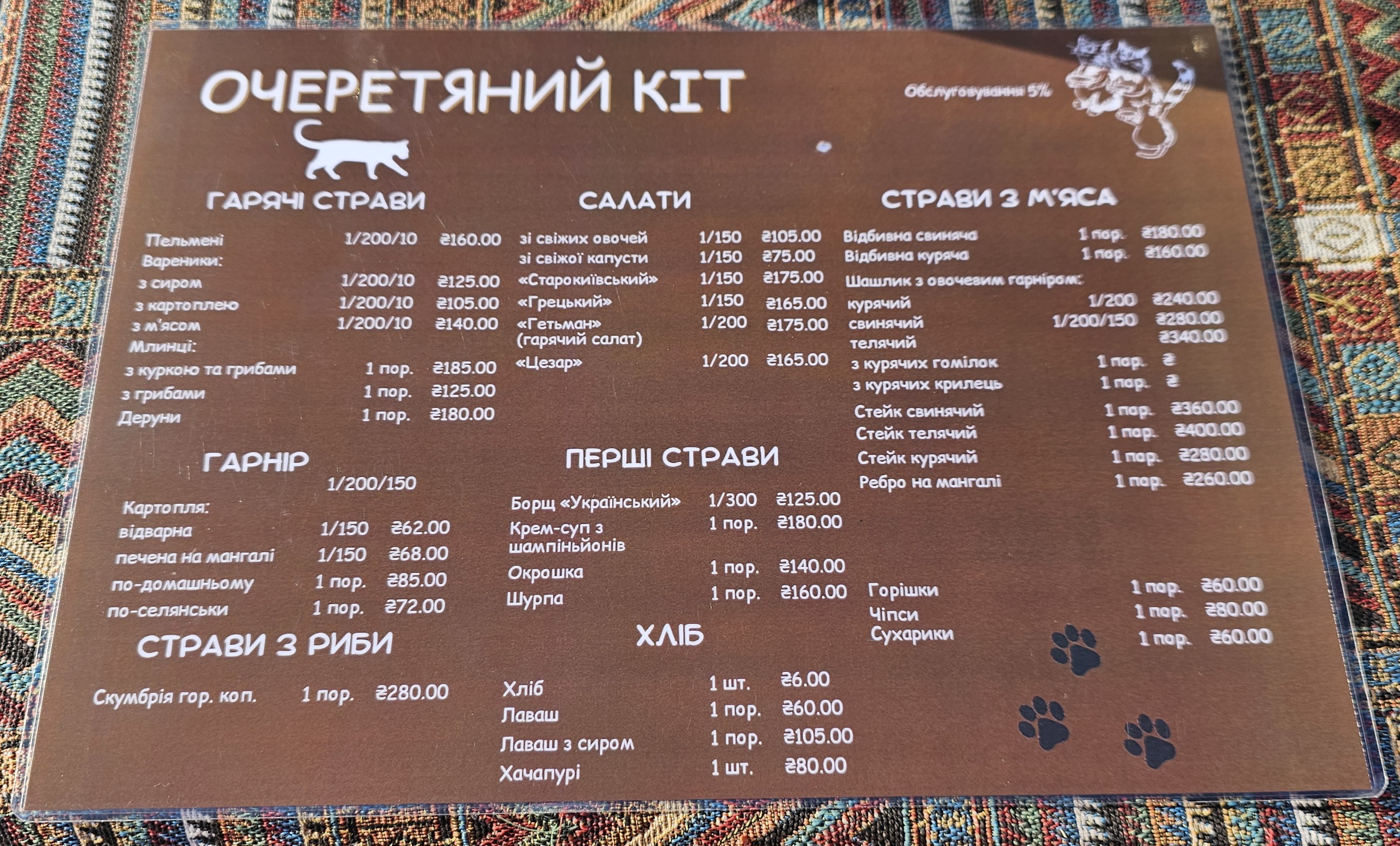 Ocheretiany Kit menu 5