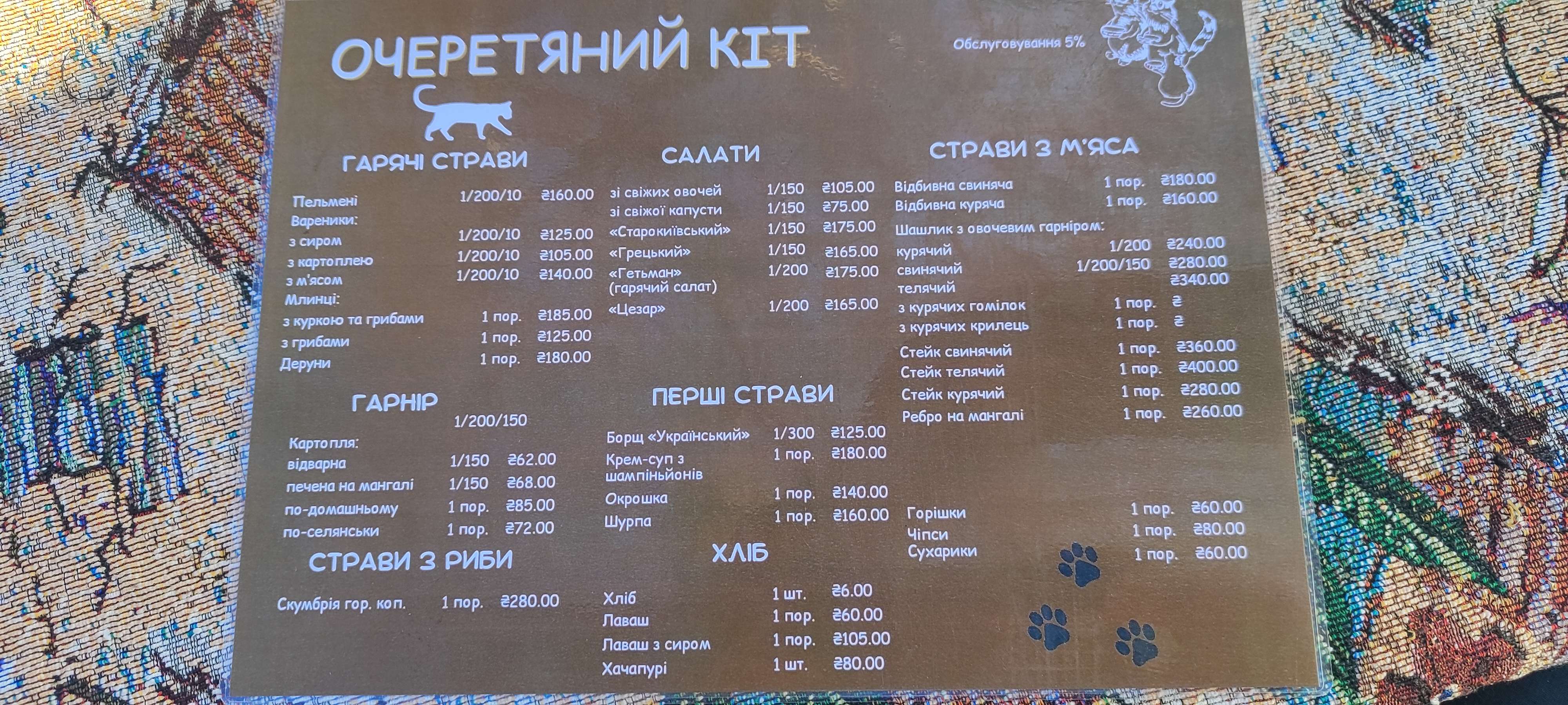 Ocheretiany Kit menu 7