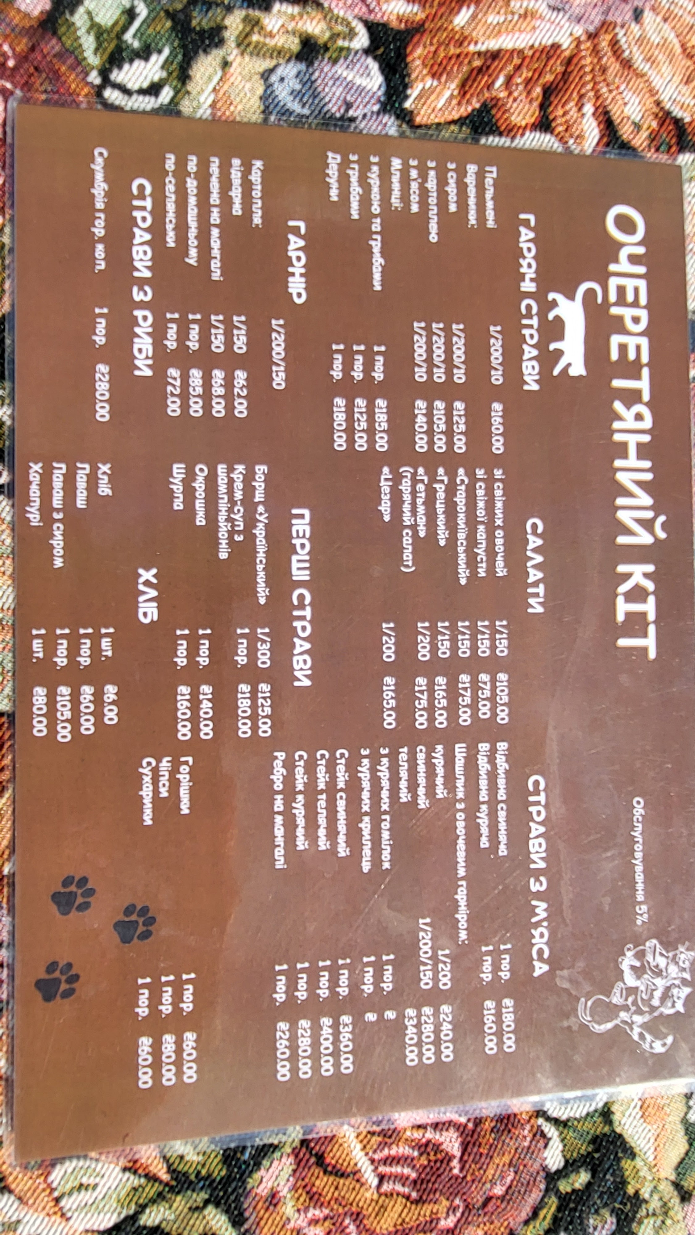 Ocheretiany Kit menu 9