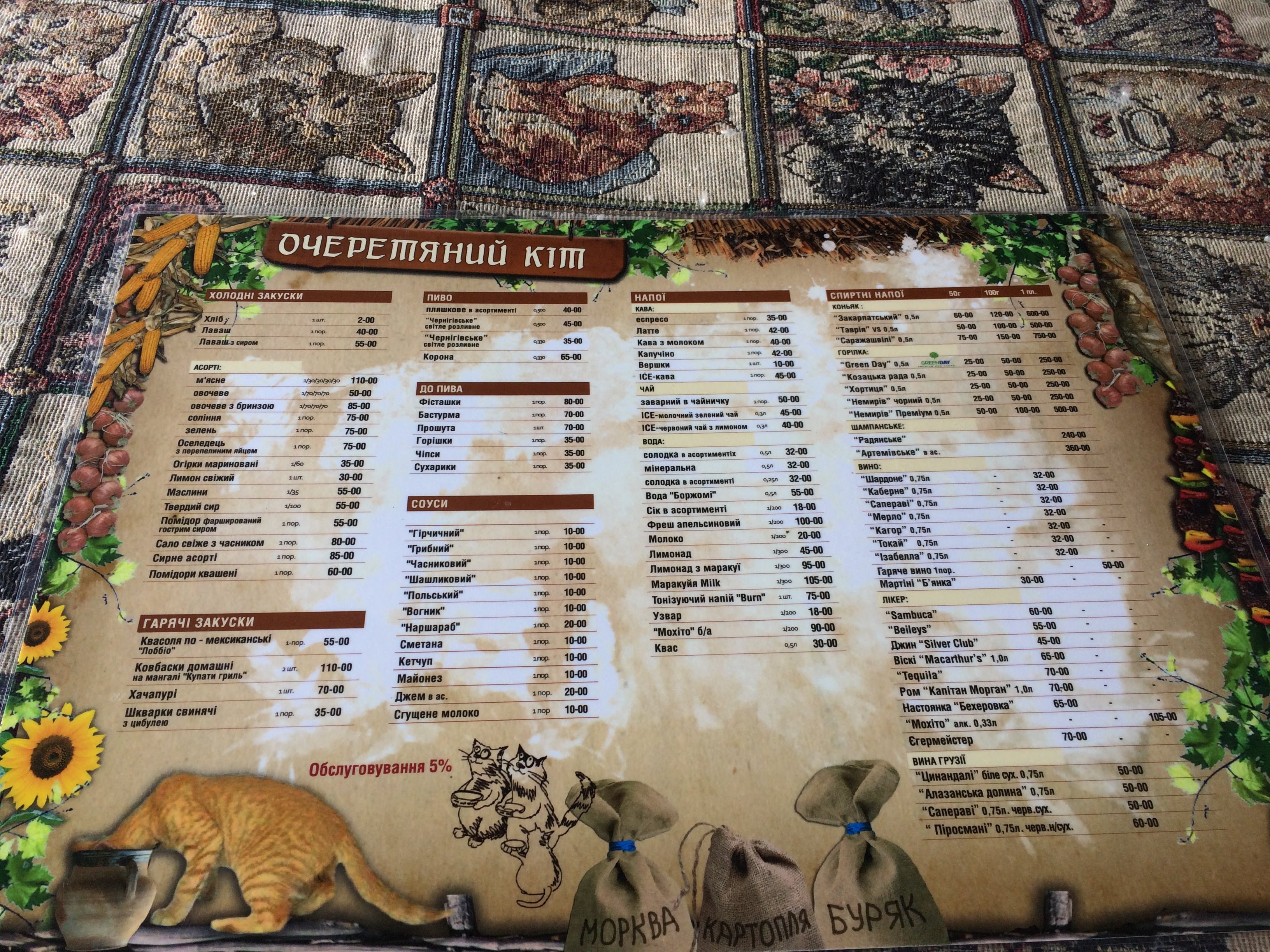 Ocheretiany Kit menu 12