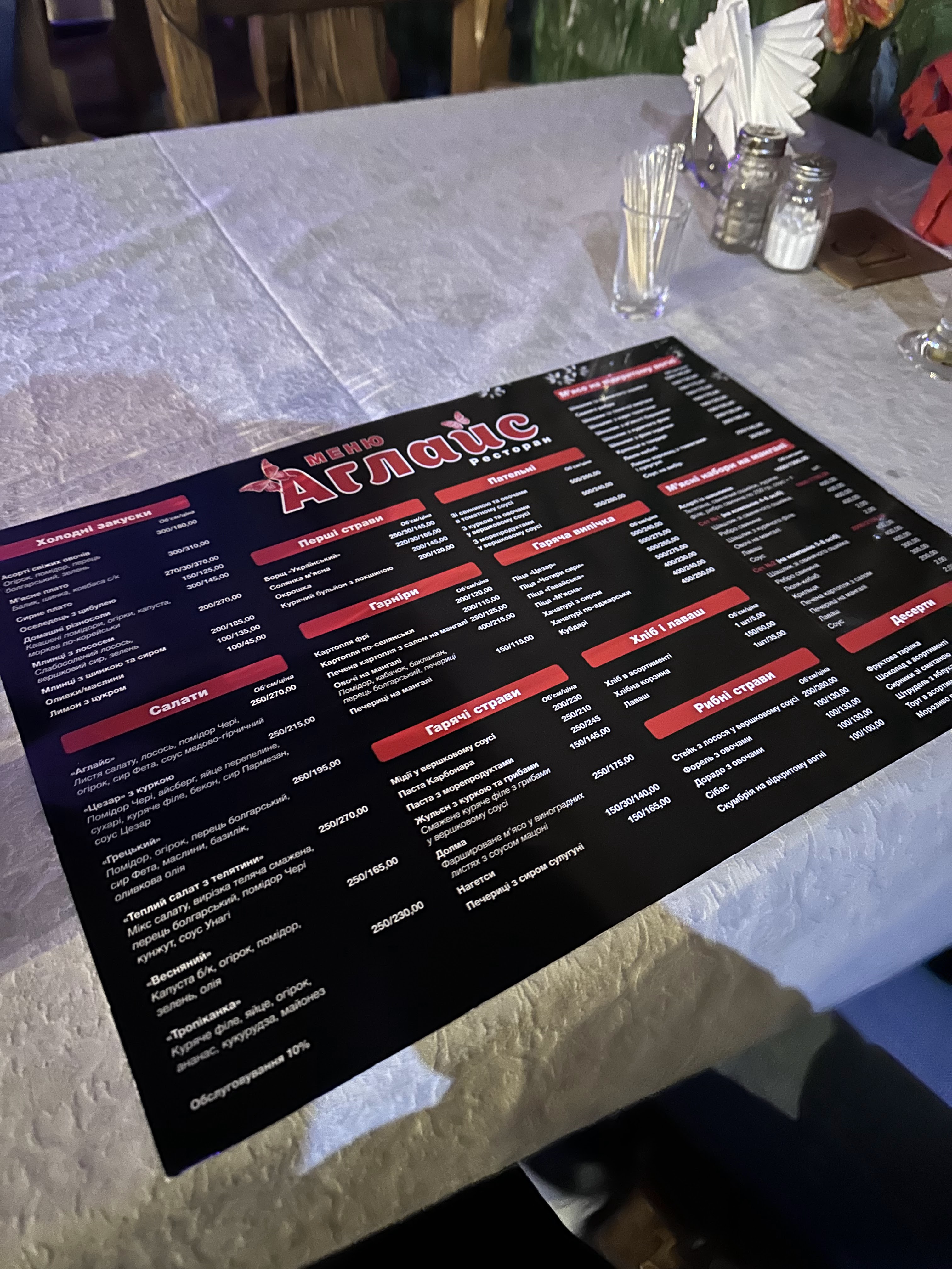 Аглайс menu 1