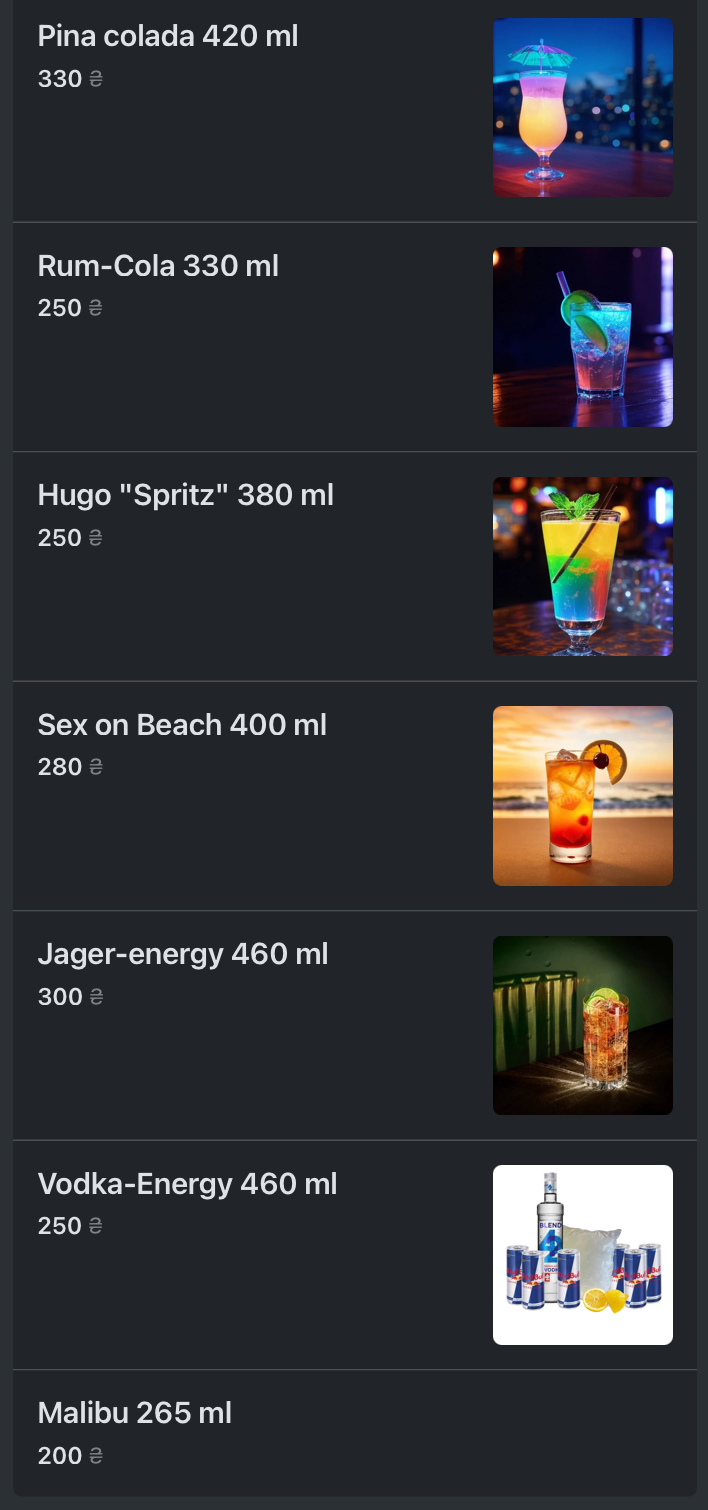 Pulse lounge & Club menu 5