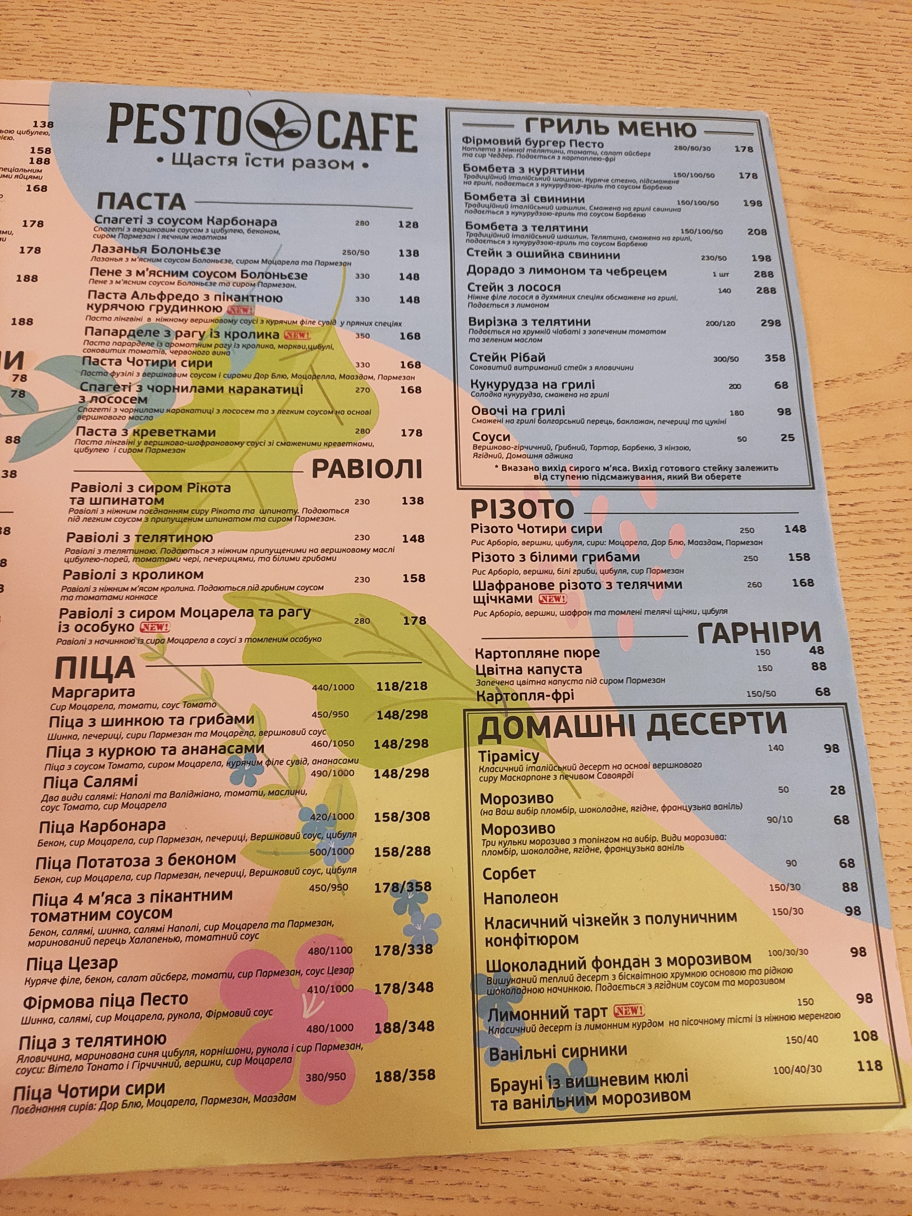 Pesto Cafe menu 1