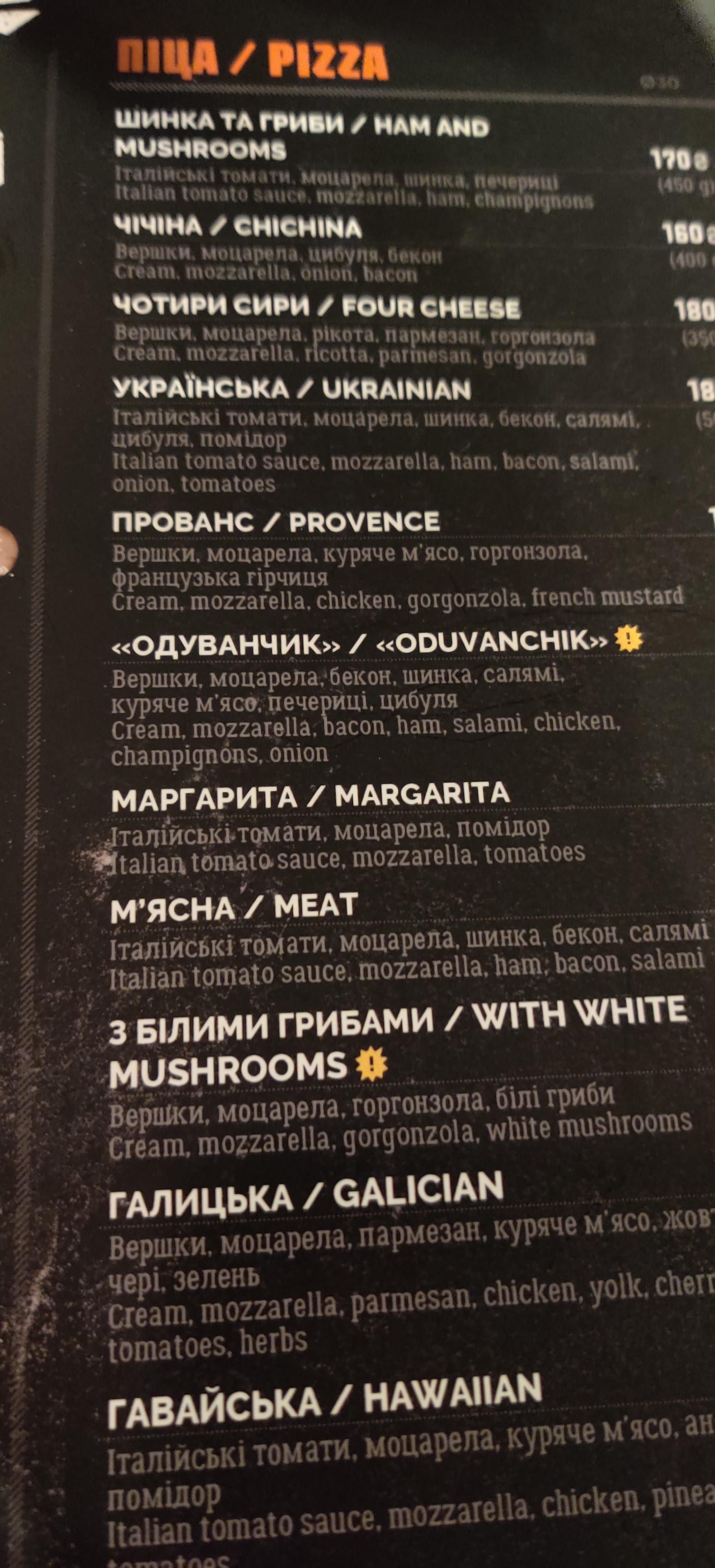 Veterano Pizza menu 11