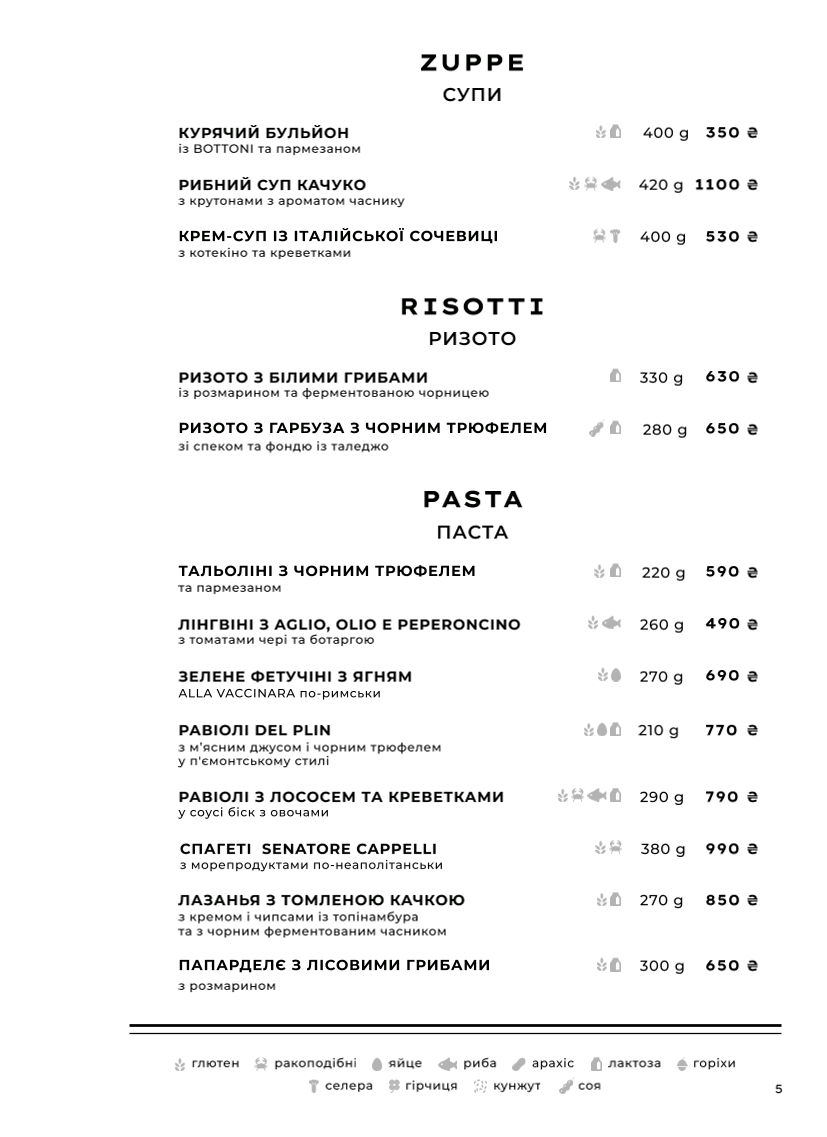 SARTO menu 12