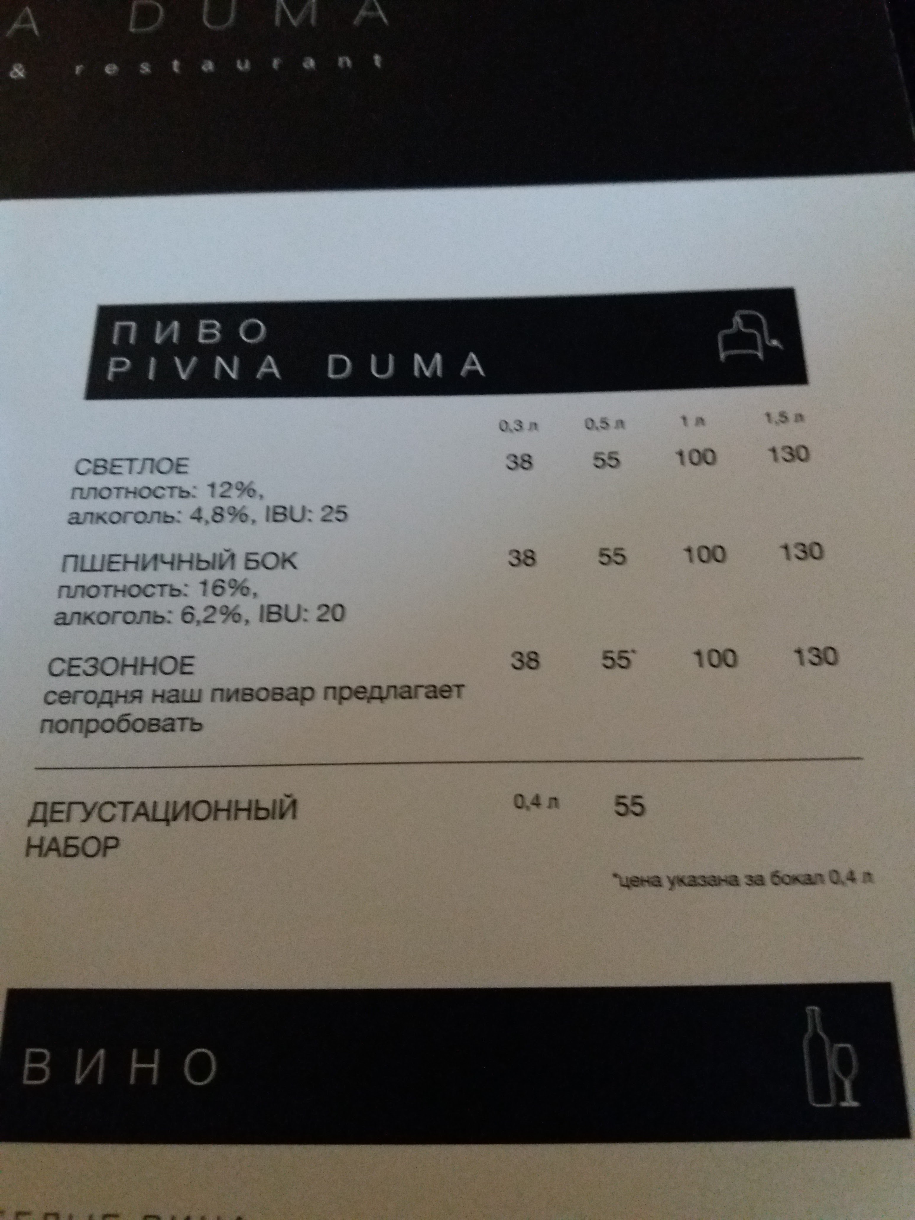 Pivna Duma menu 12