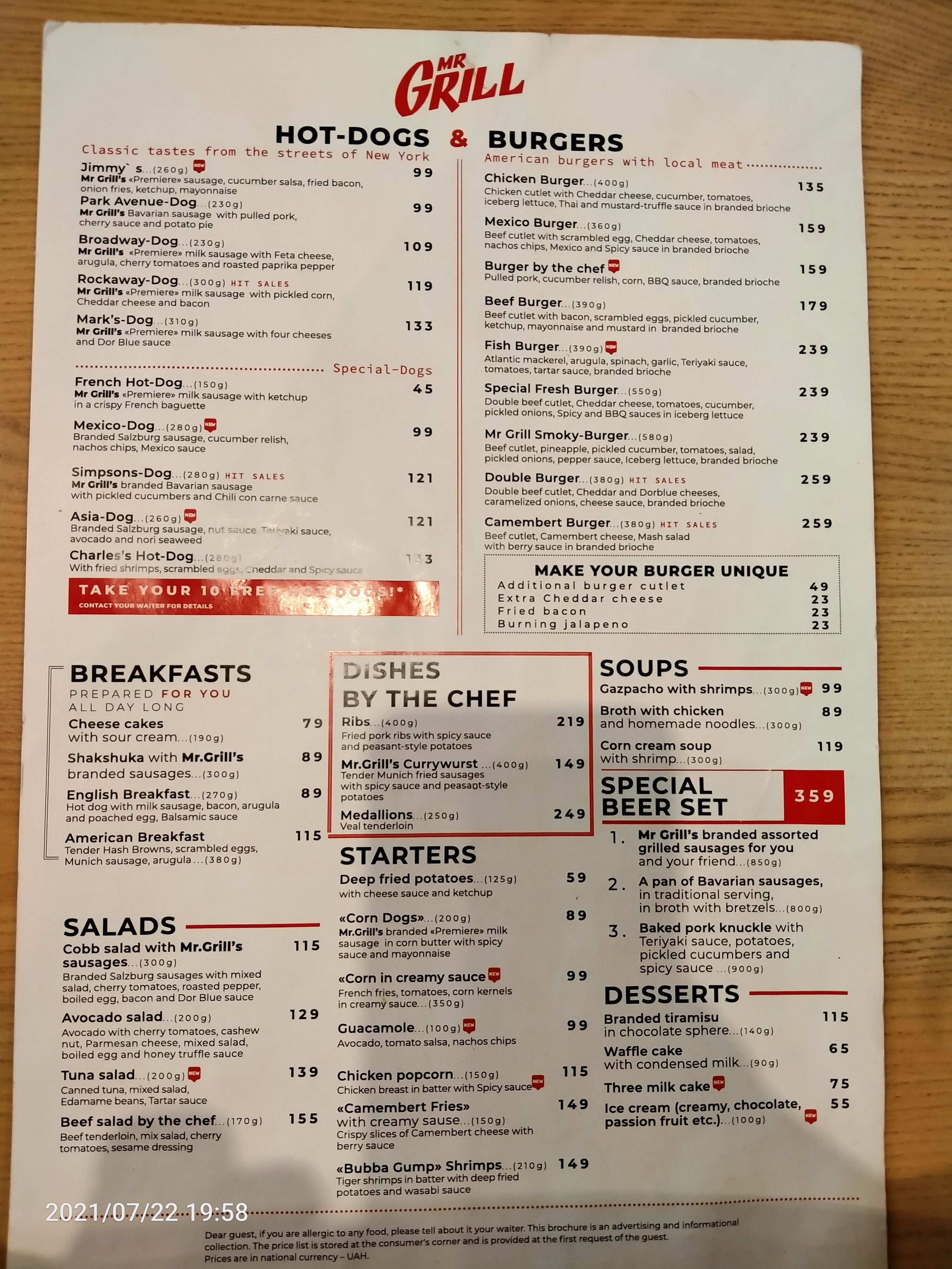Mr. Grill Hotdogs & Burgers menu 2