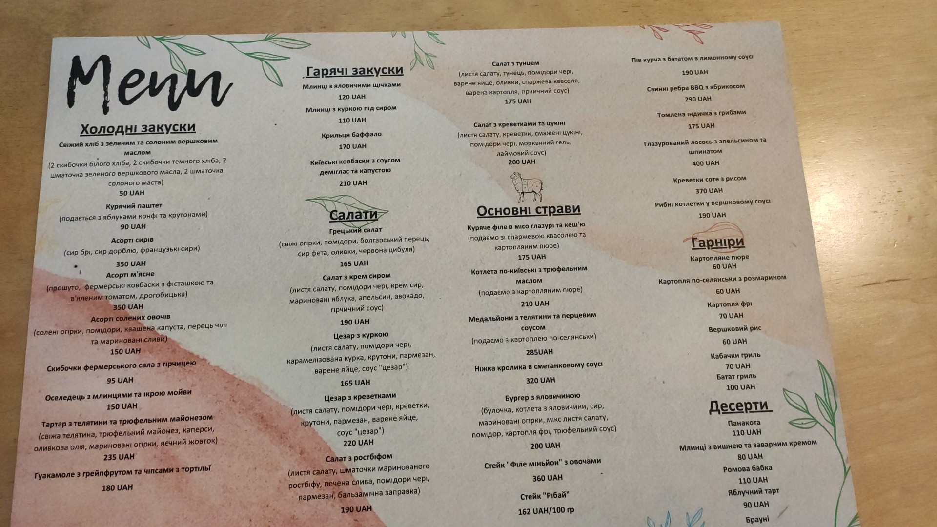 Gastro Укриття menu 1