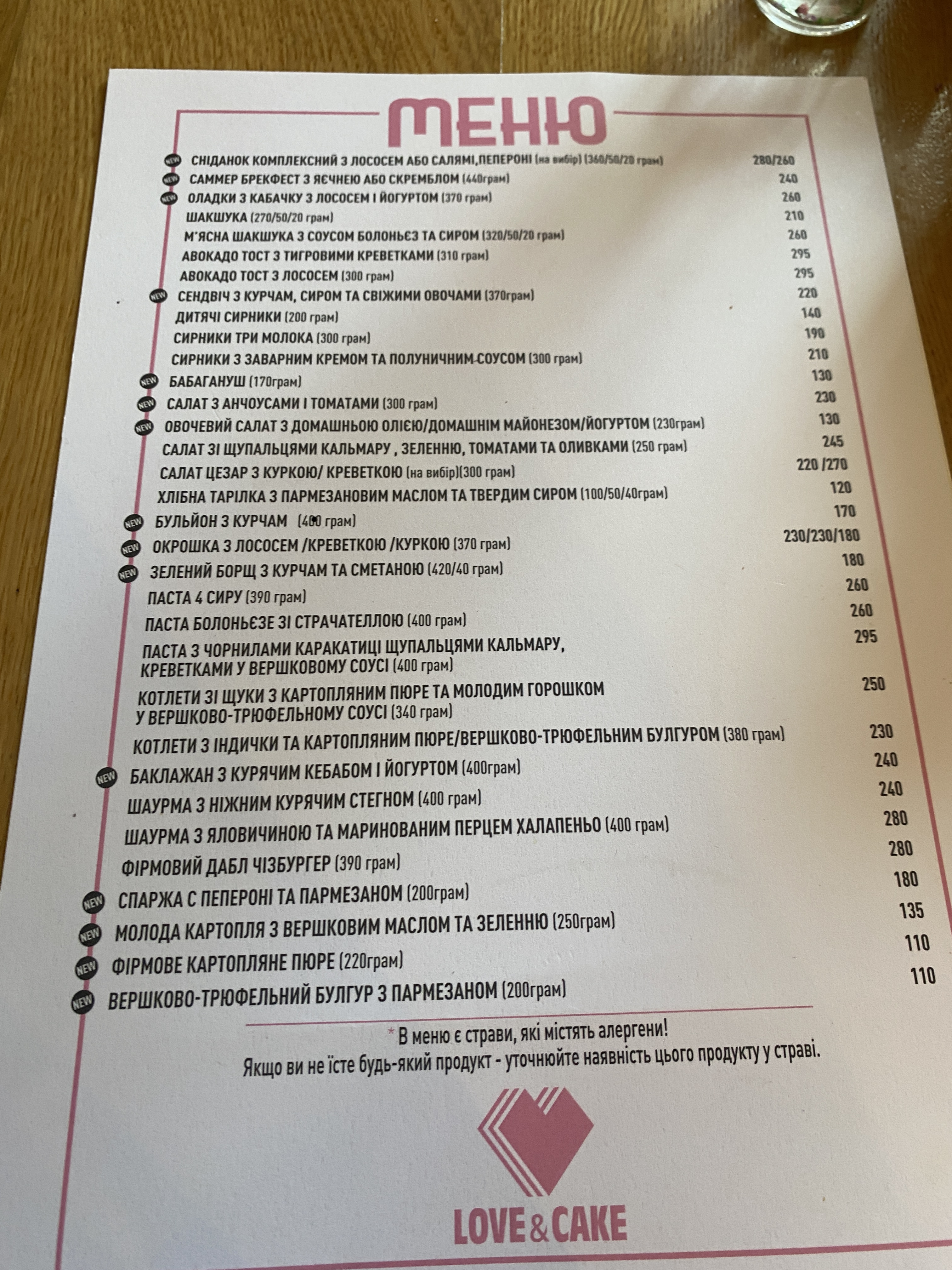 Кафе-кондитерська Love&Cake menu 1