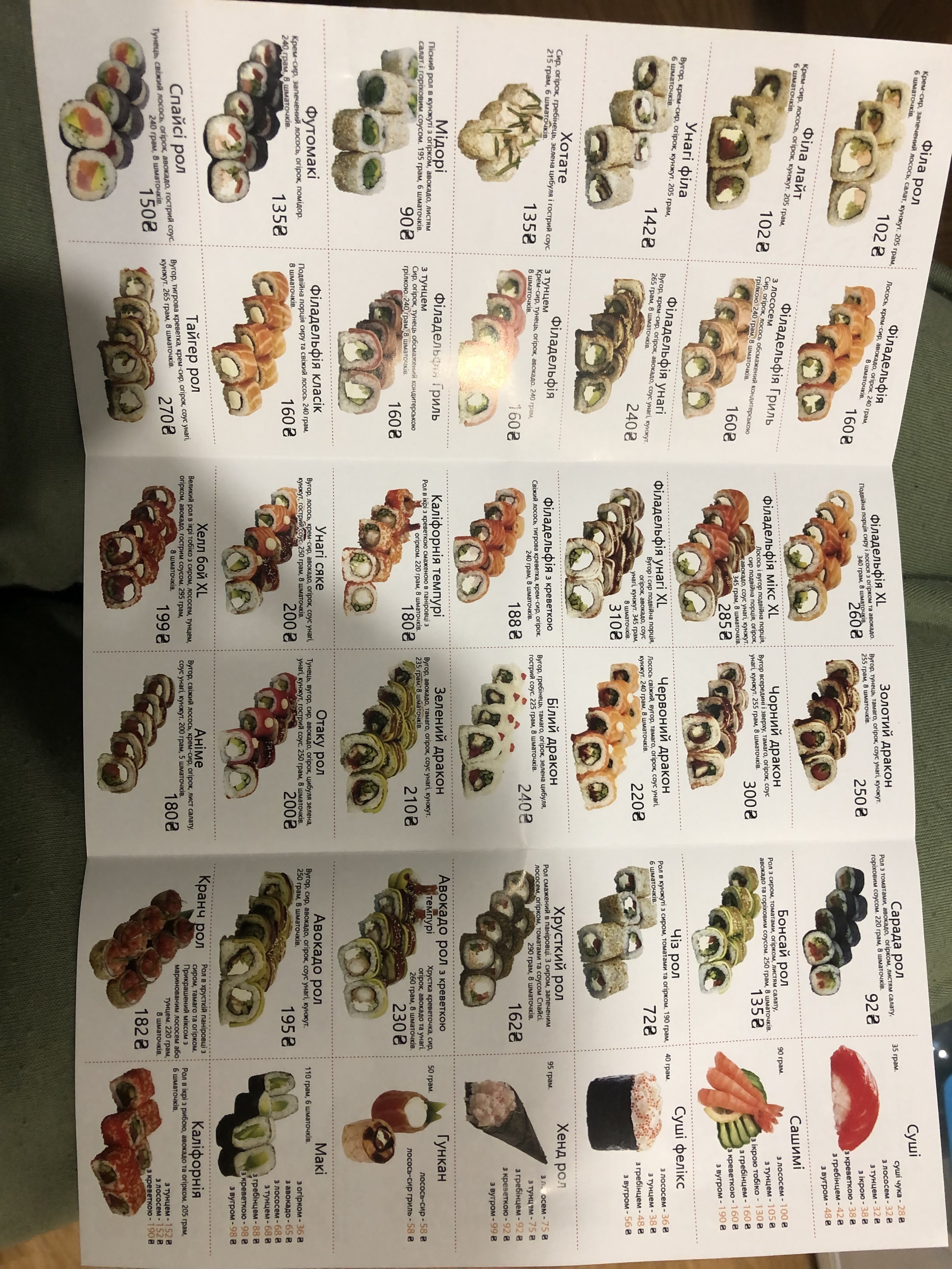Sushi Anime menu 1