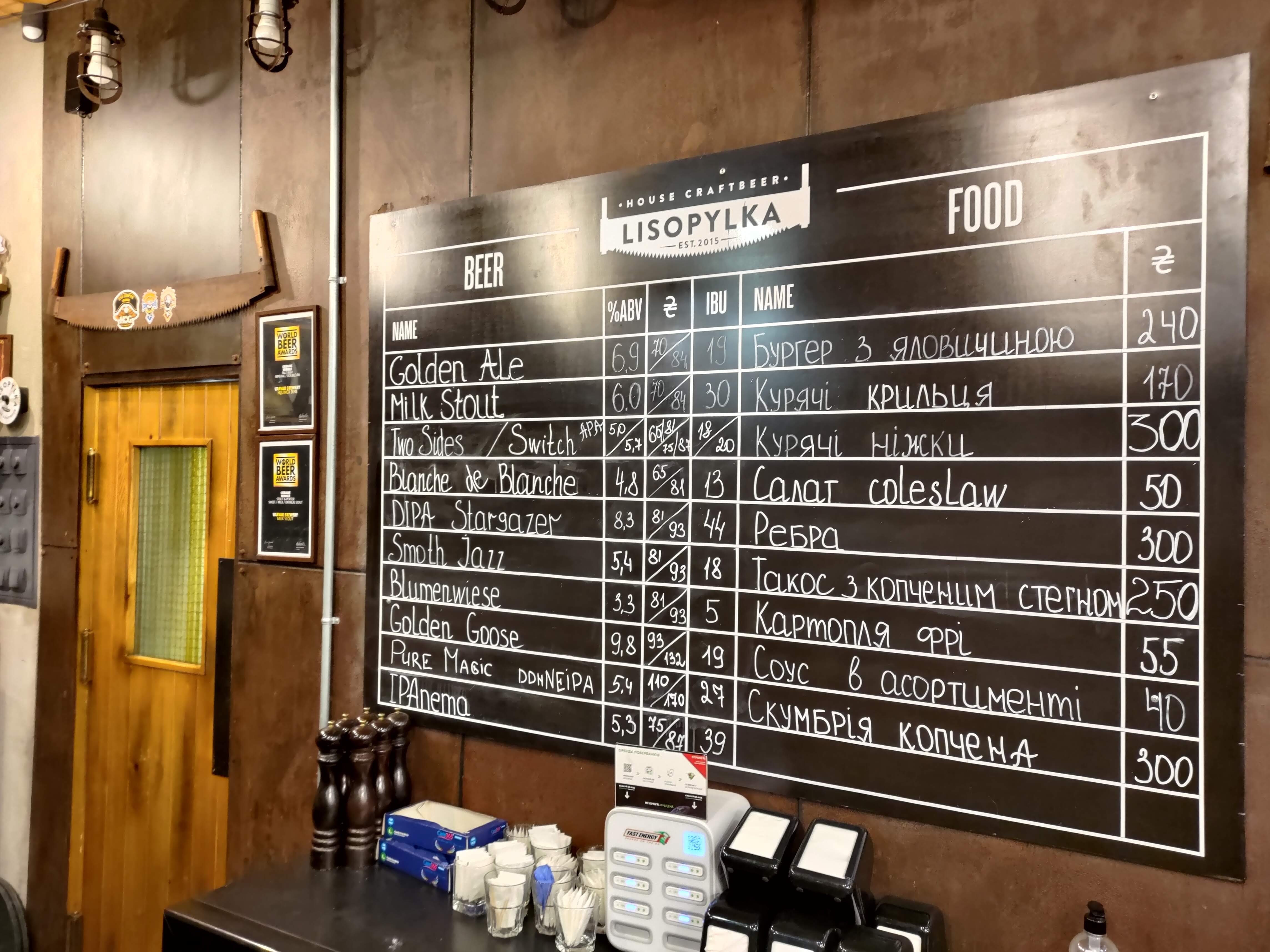 Lisopylka Bar menu 2