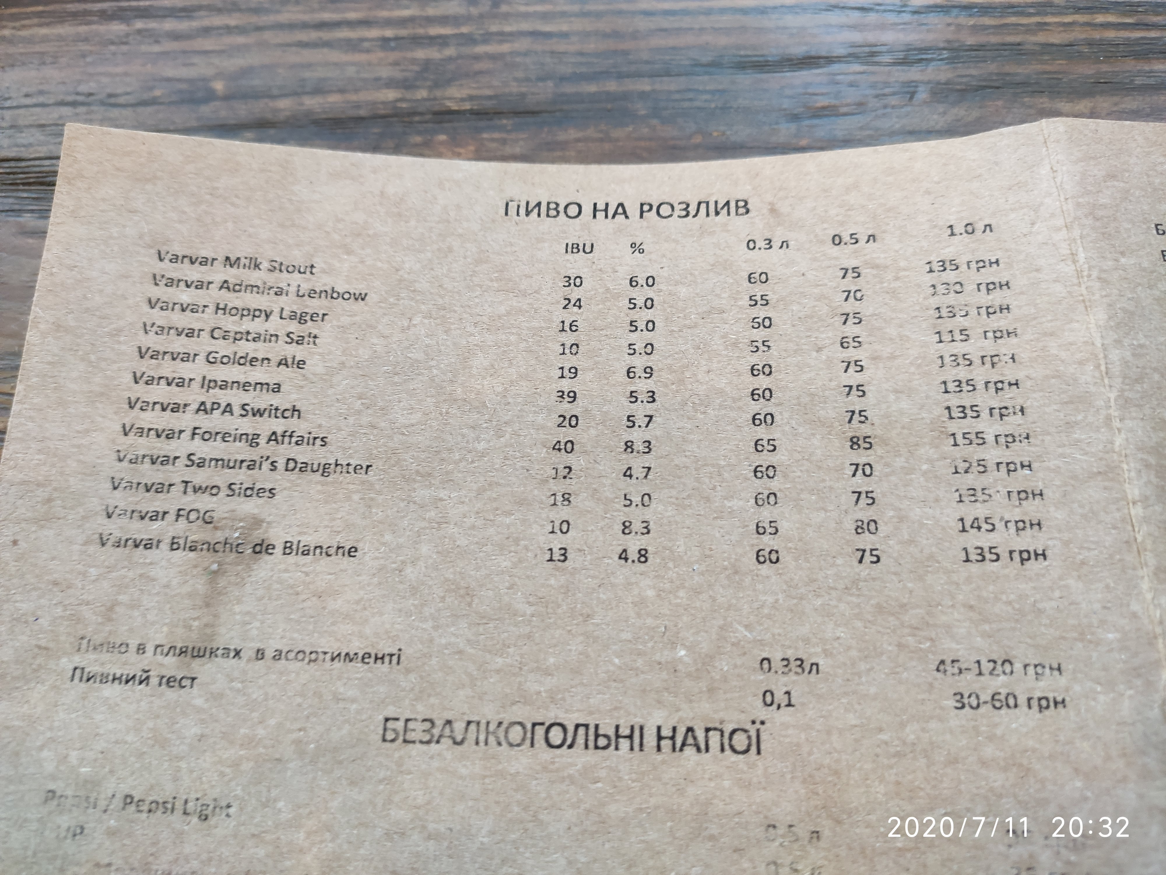 Lisopylka Bar menu 4