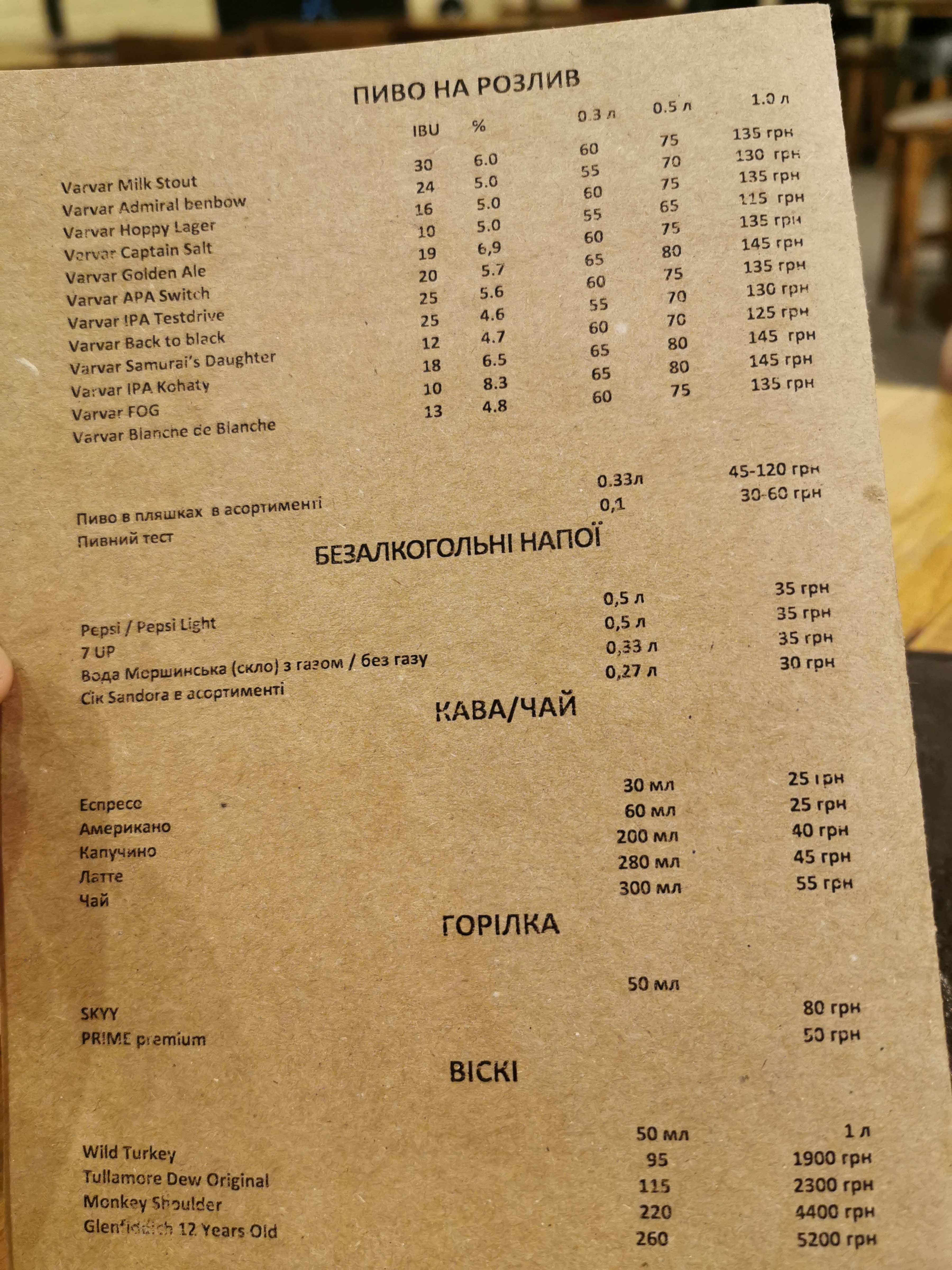 Lisopylka Bar menu 5