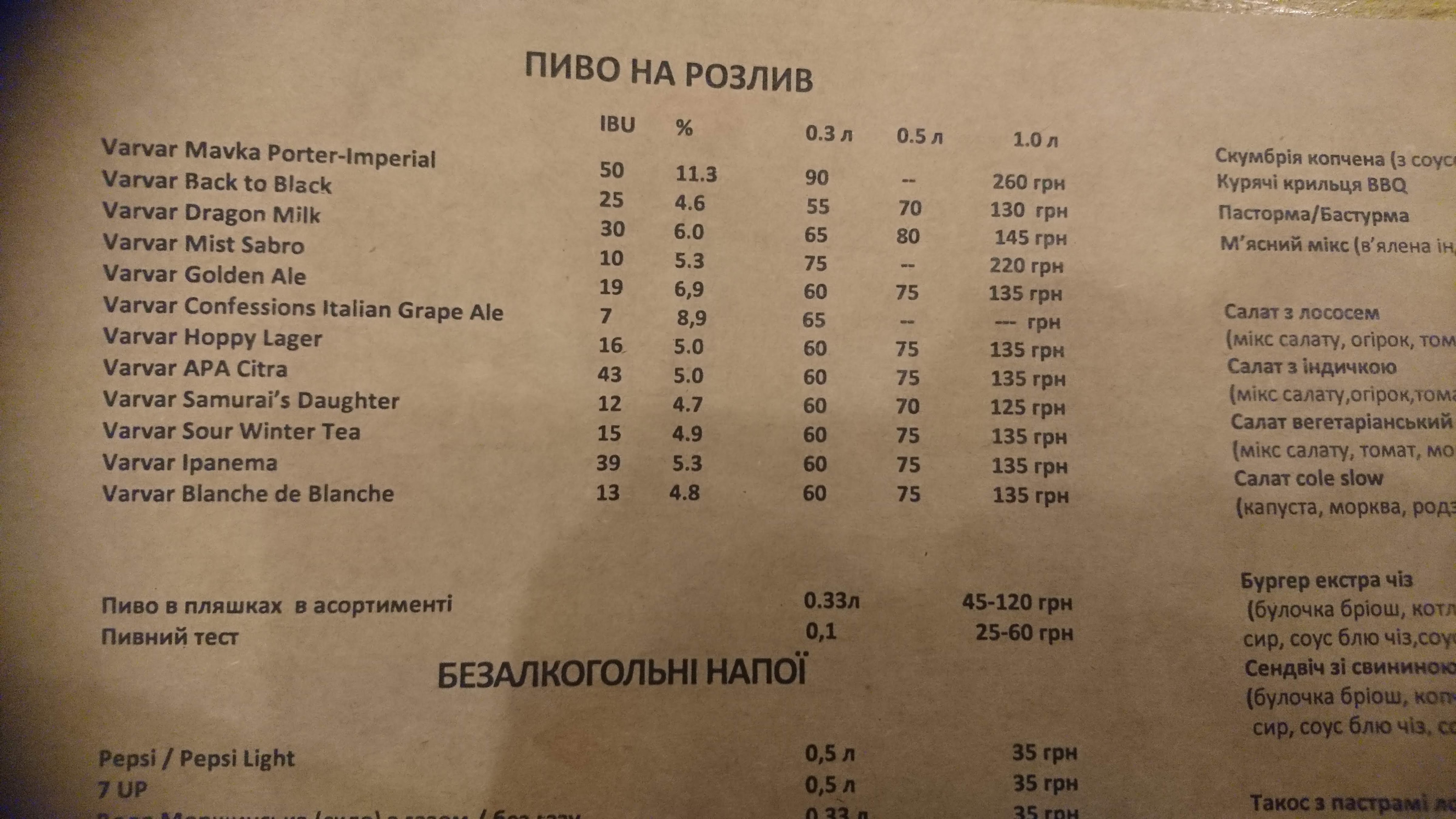 Lisopylka Bar menu 11