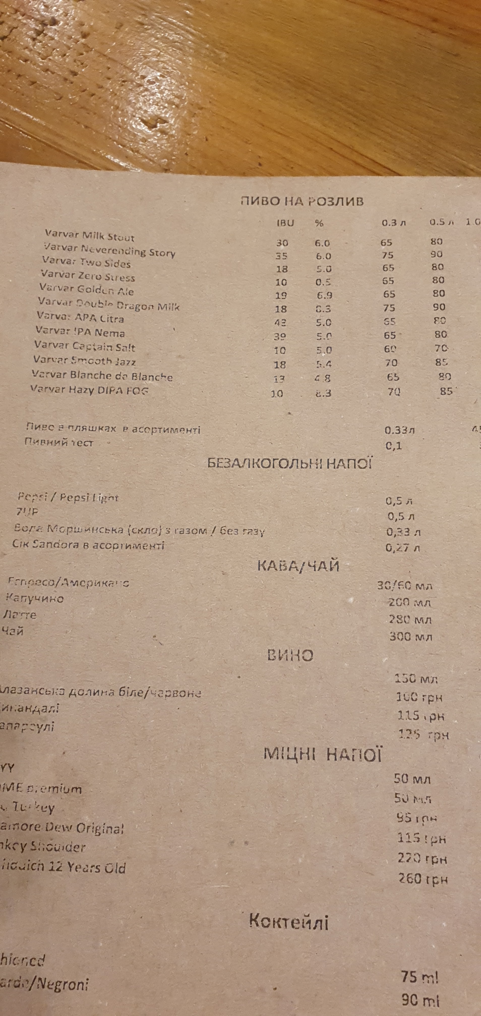 Lisopylka Bar menu 12