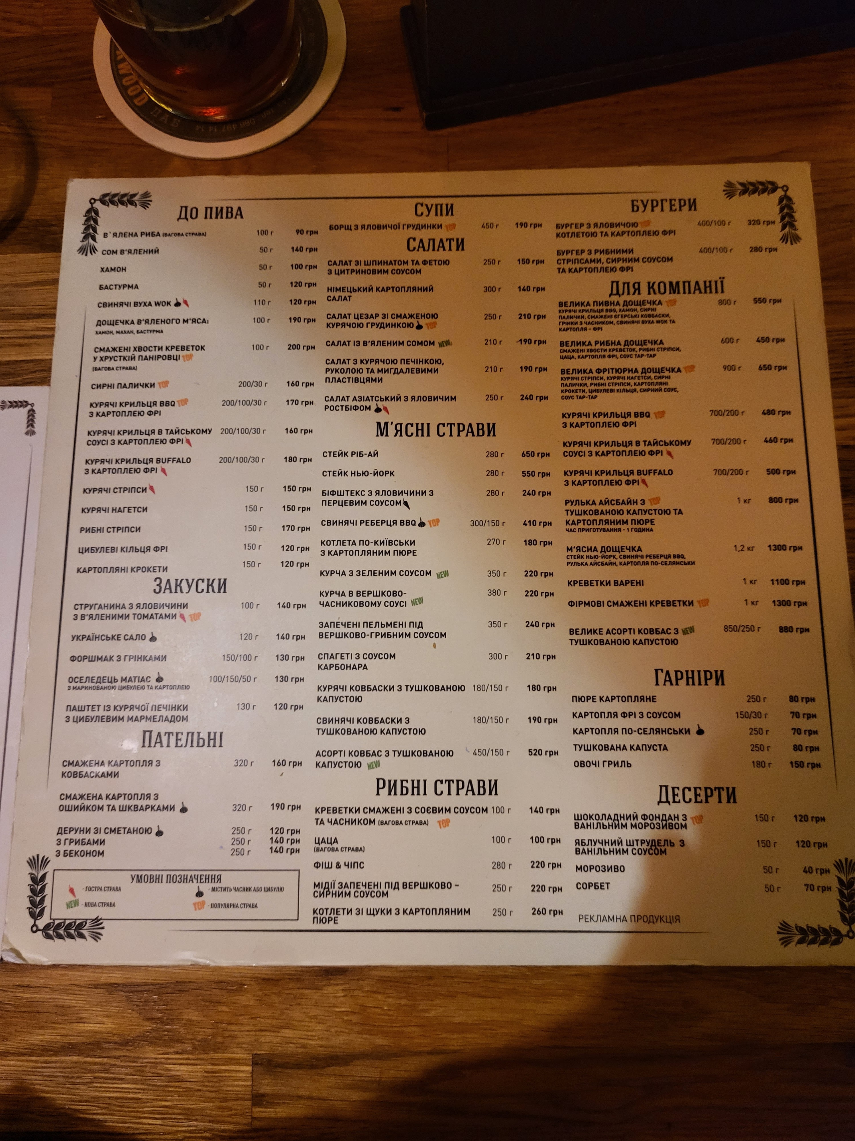 Beerwood menu 3