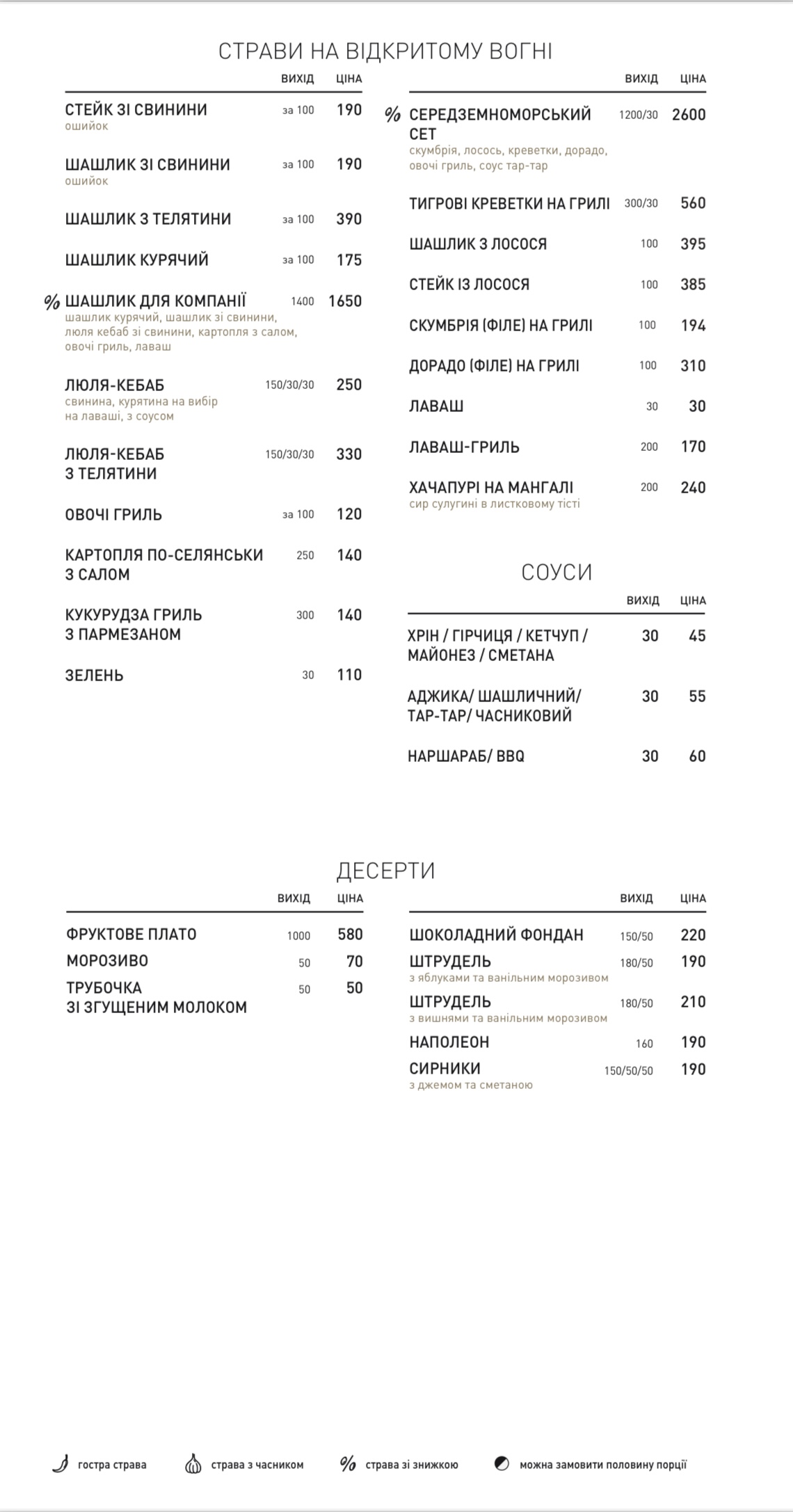 Priorka Restoran menu 6
