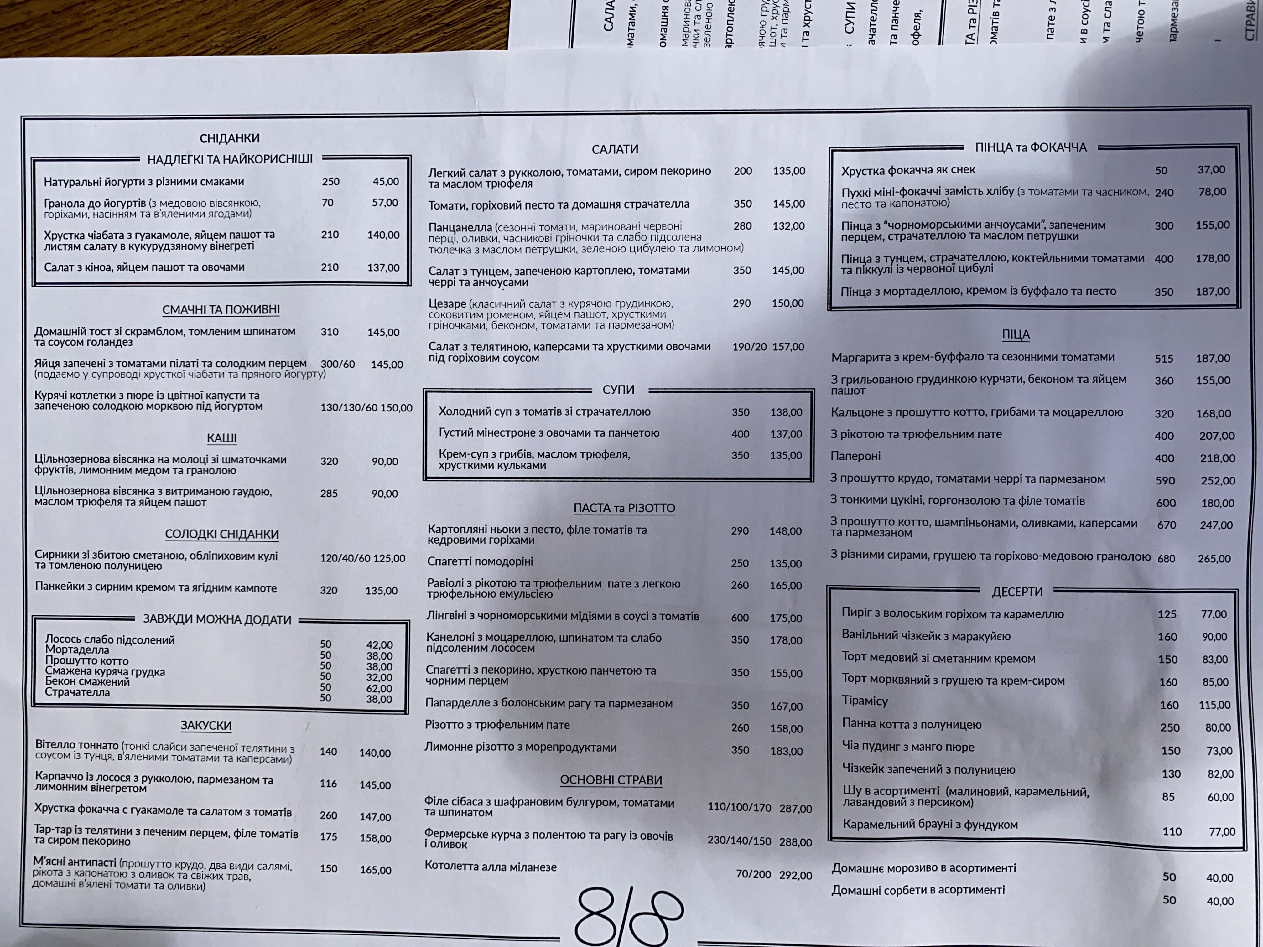 Ristorante 8/8 menu 5