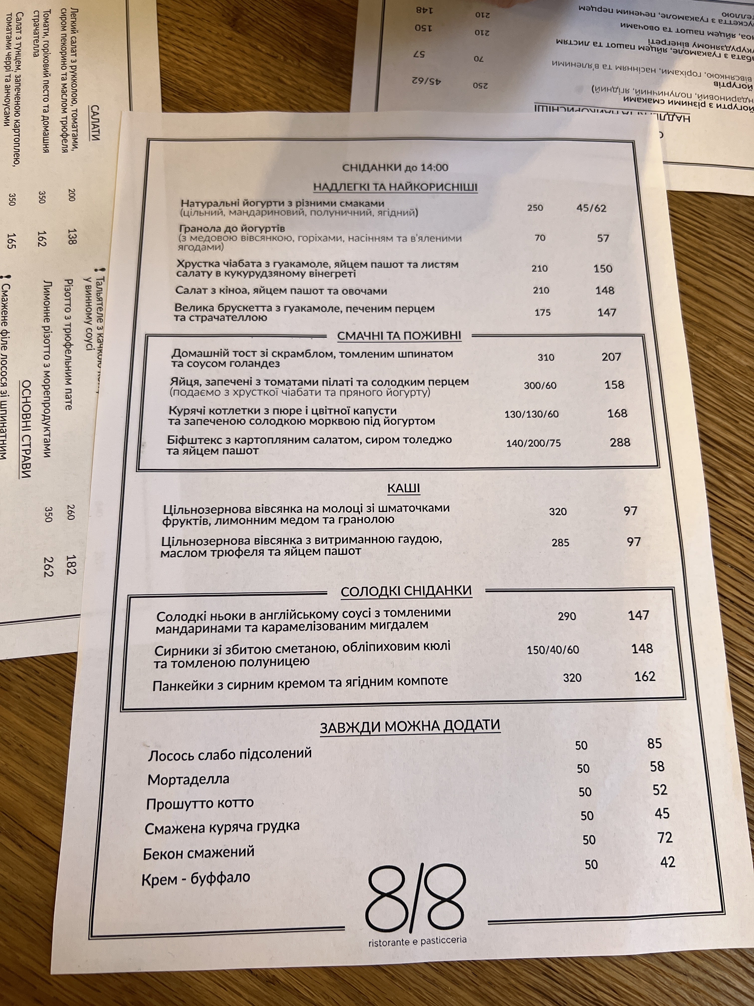 Ristorante 8/8 menu 8