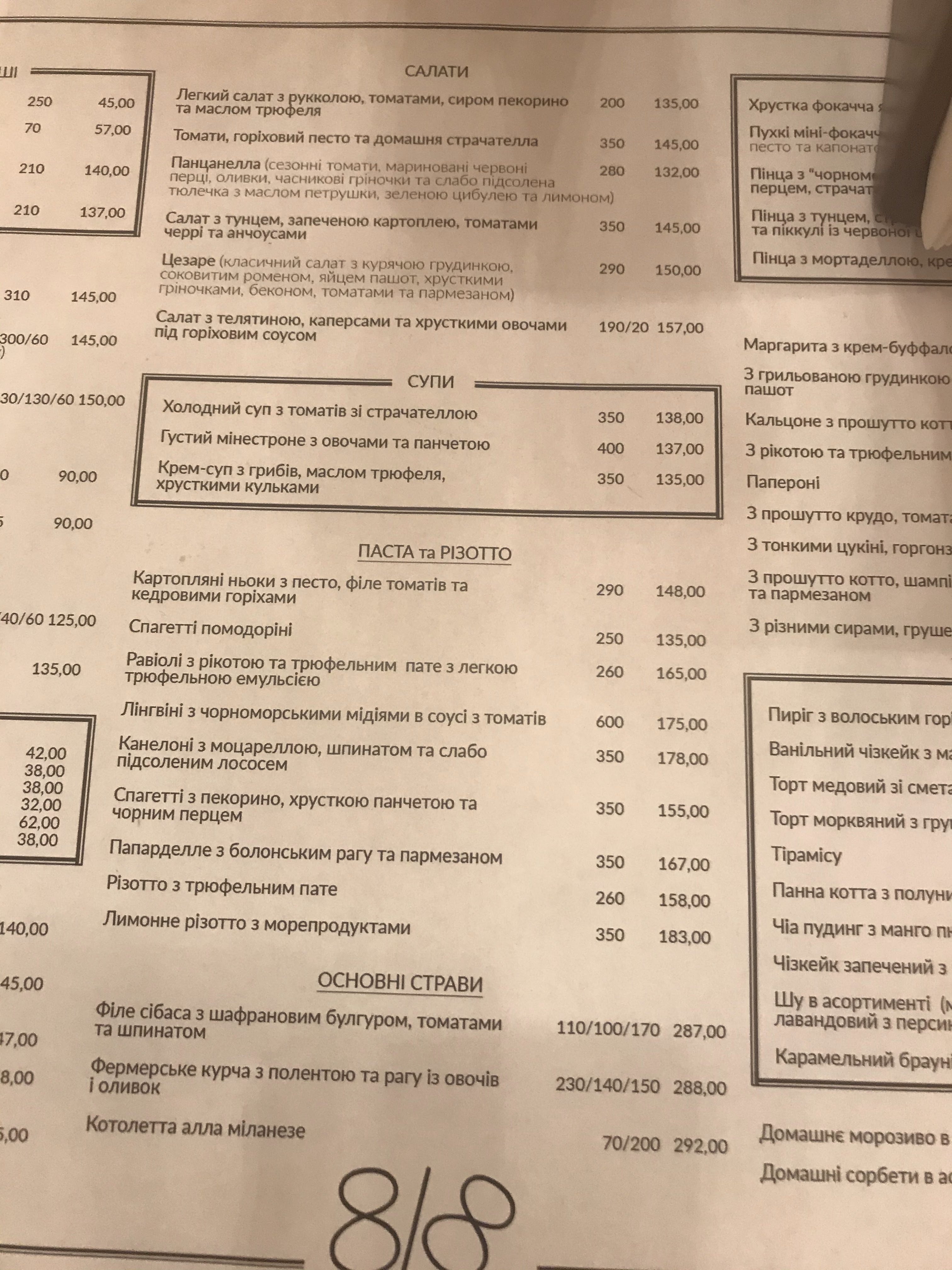 Ristorante 8/8 menu 12