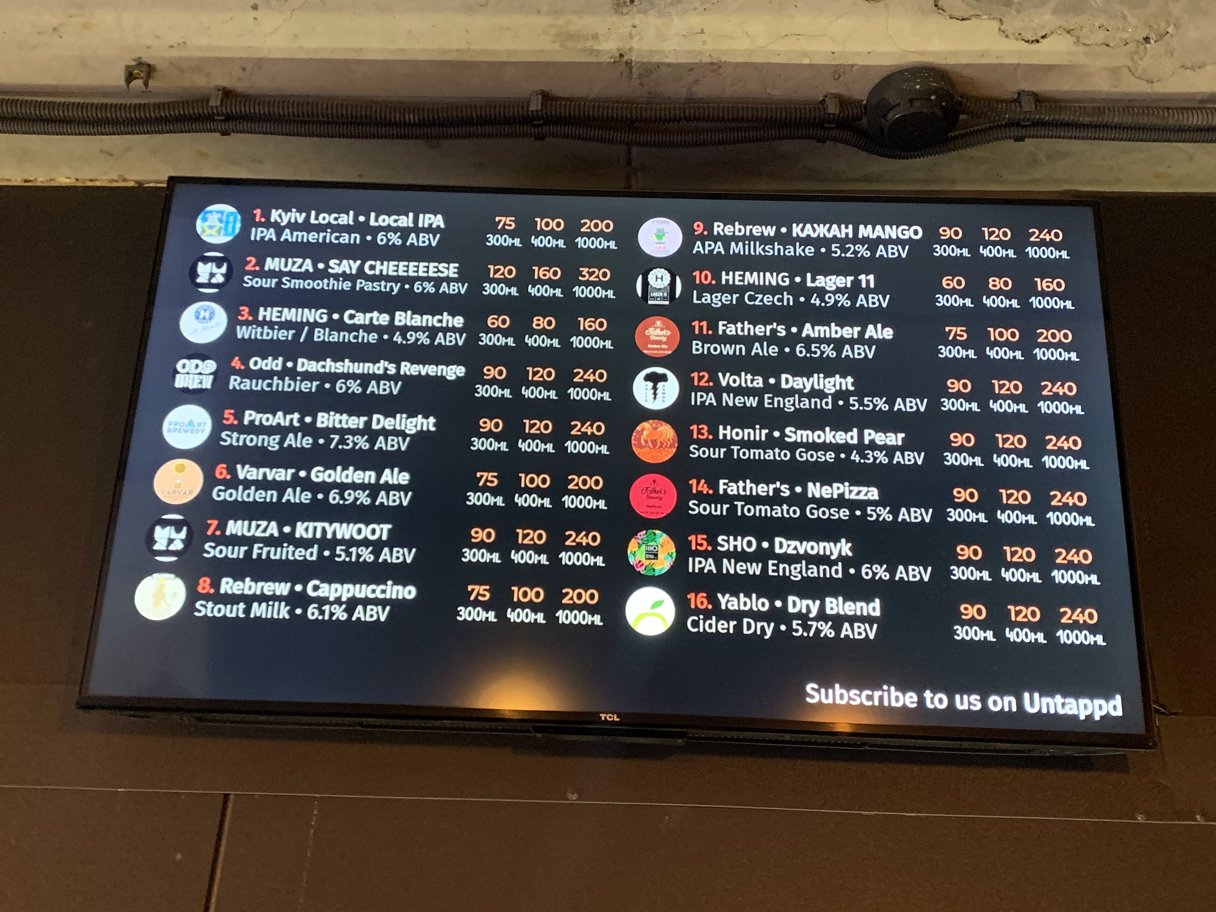 TRUE CRAFT menu 1