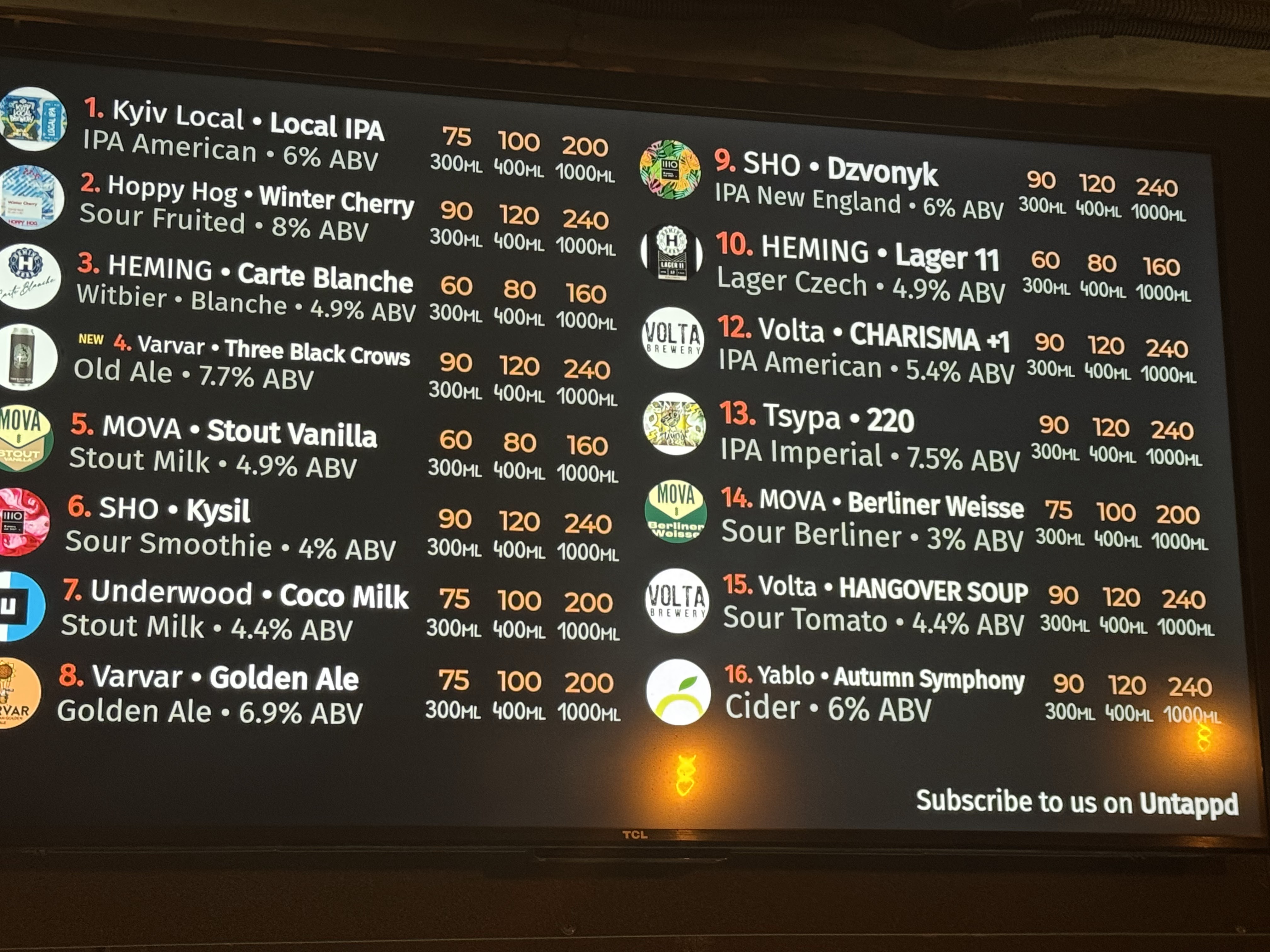 TRUE CRAFT menu 2