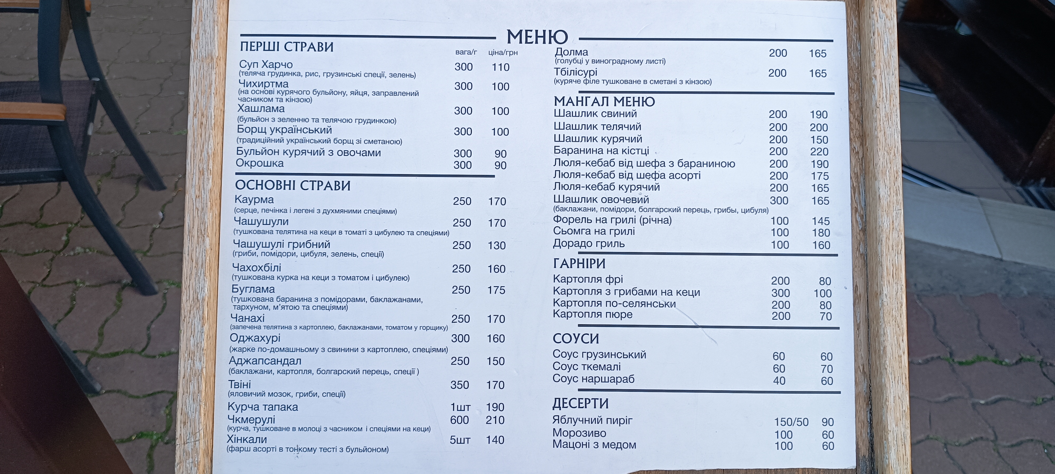 Sanapiro menu 5