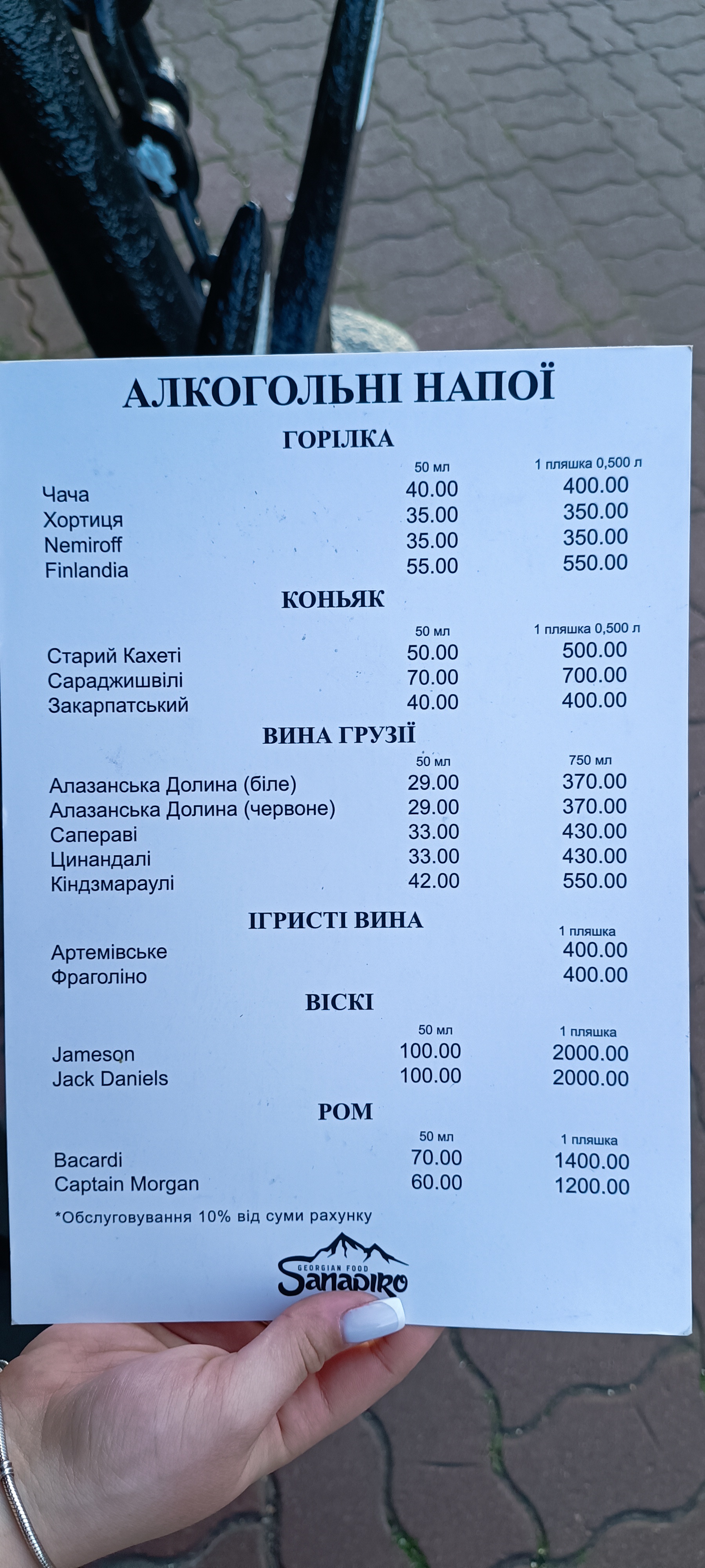 Sanapiro menu 8