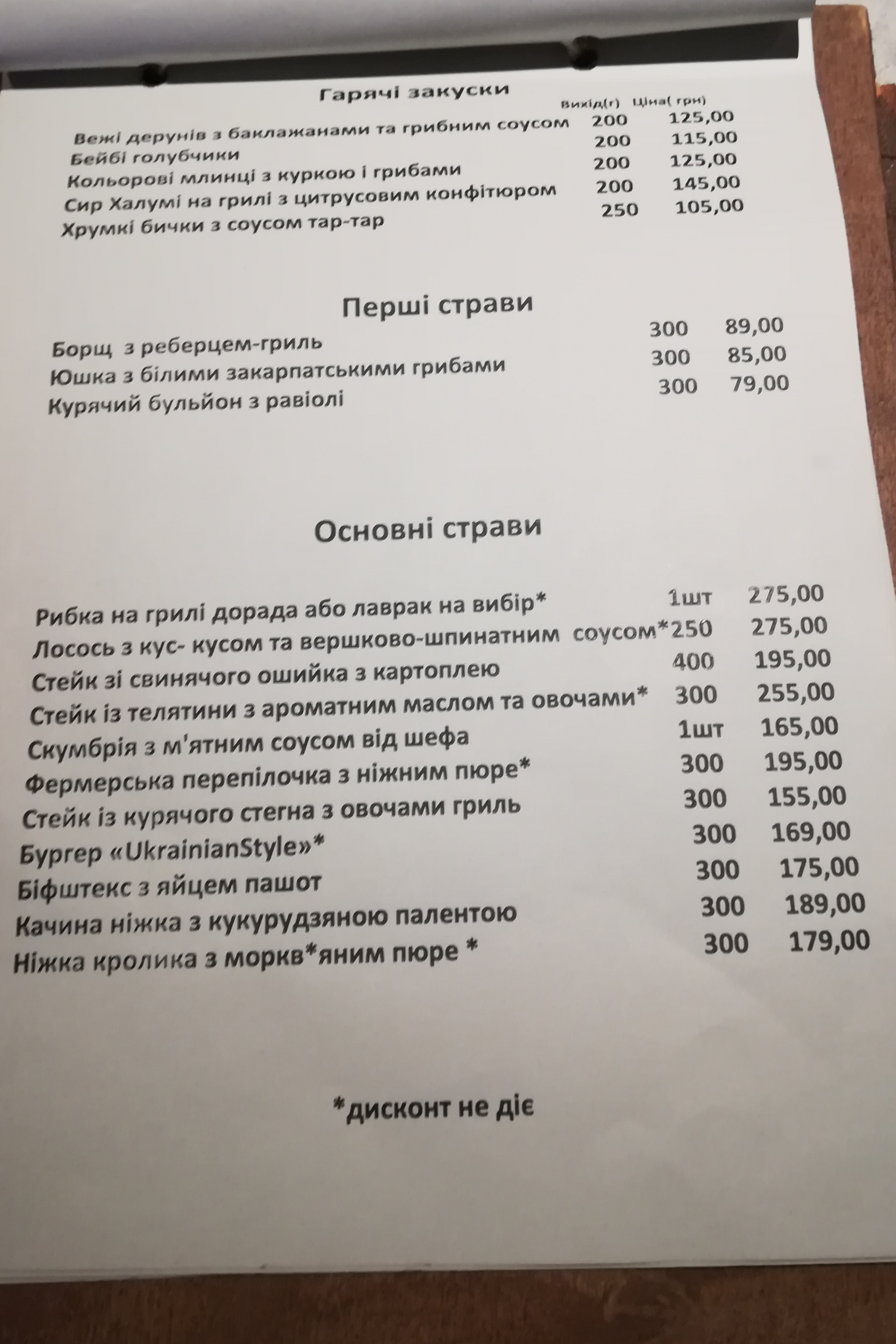 Prynada Ukrainian Cafe menu 1