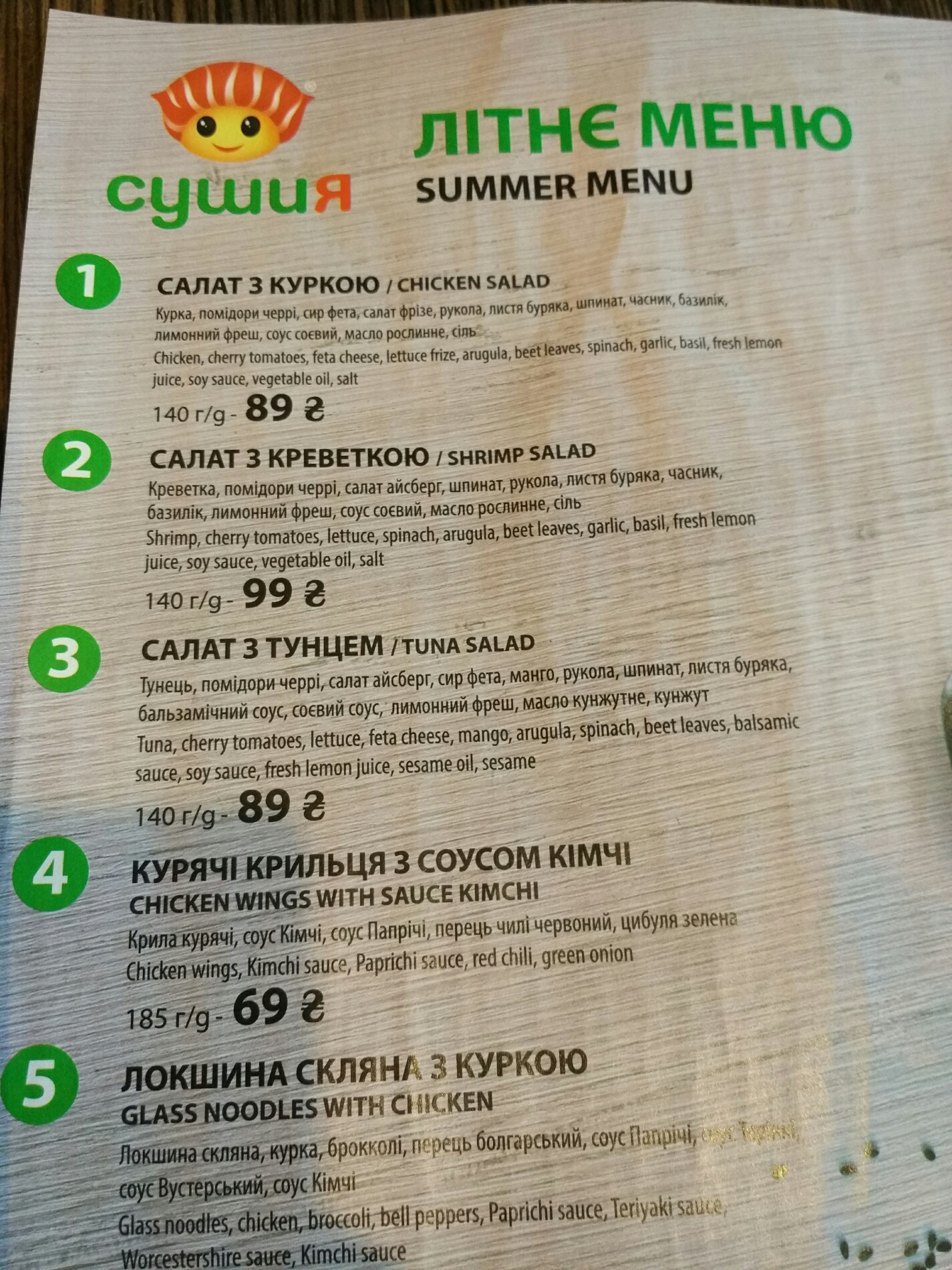 Sushiya menu 5