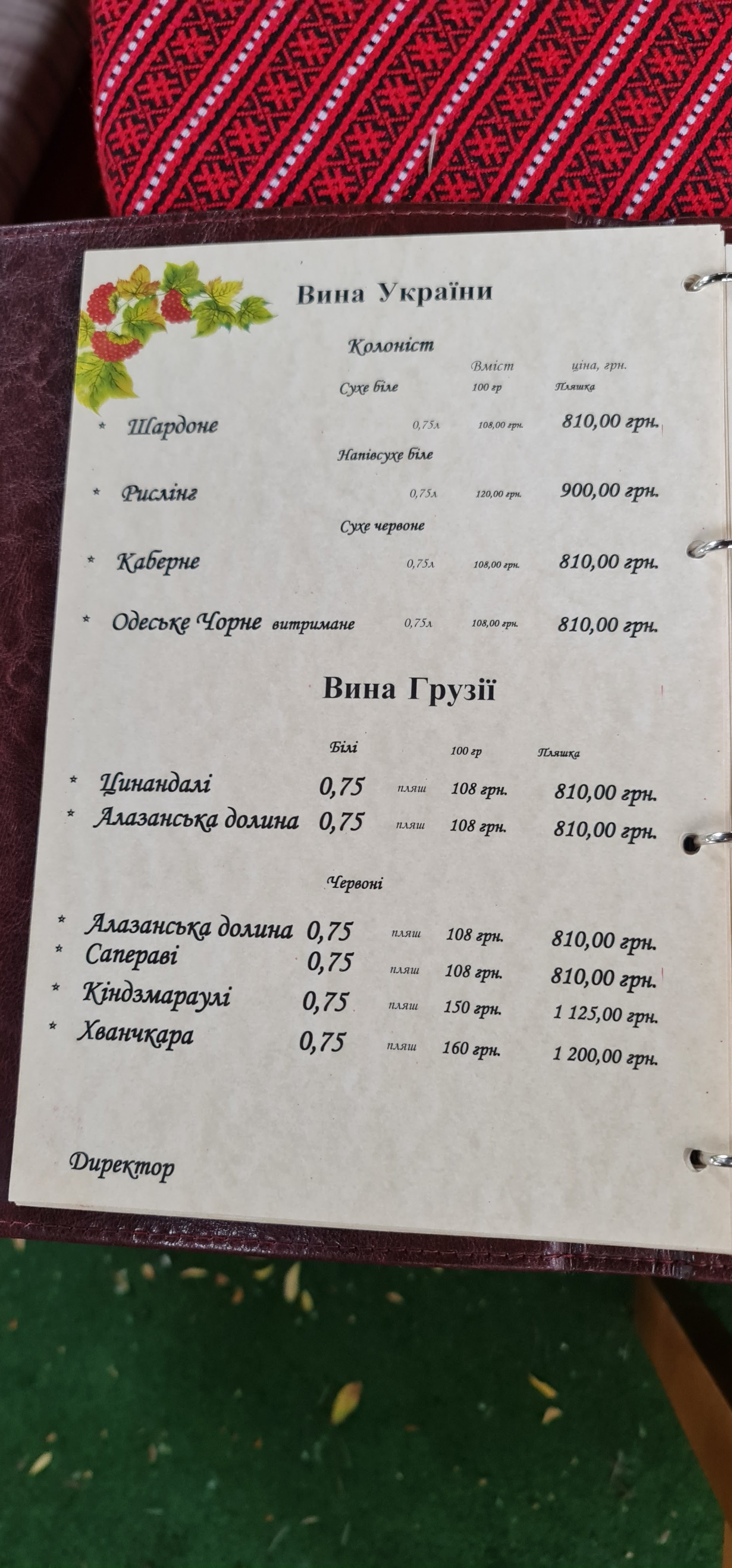 Hotel Complex Chervona Kalina menu 9