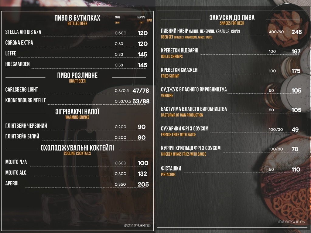 Kozatsʹki Zabavy menu 4