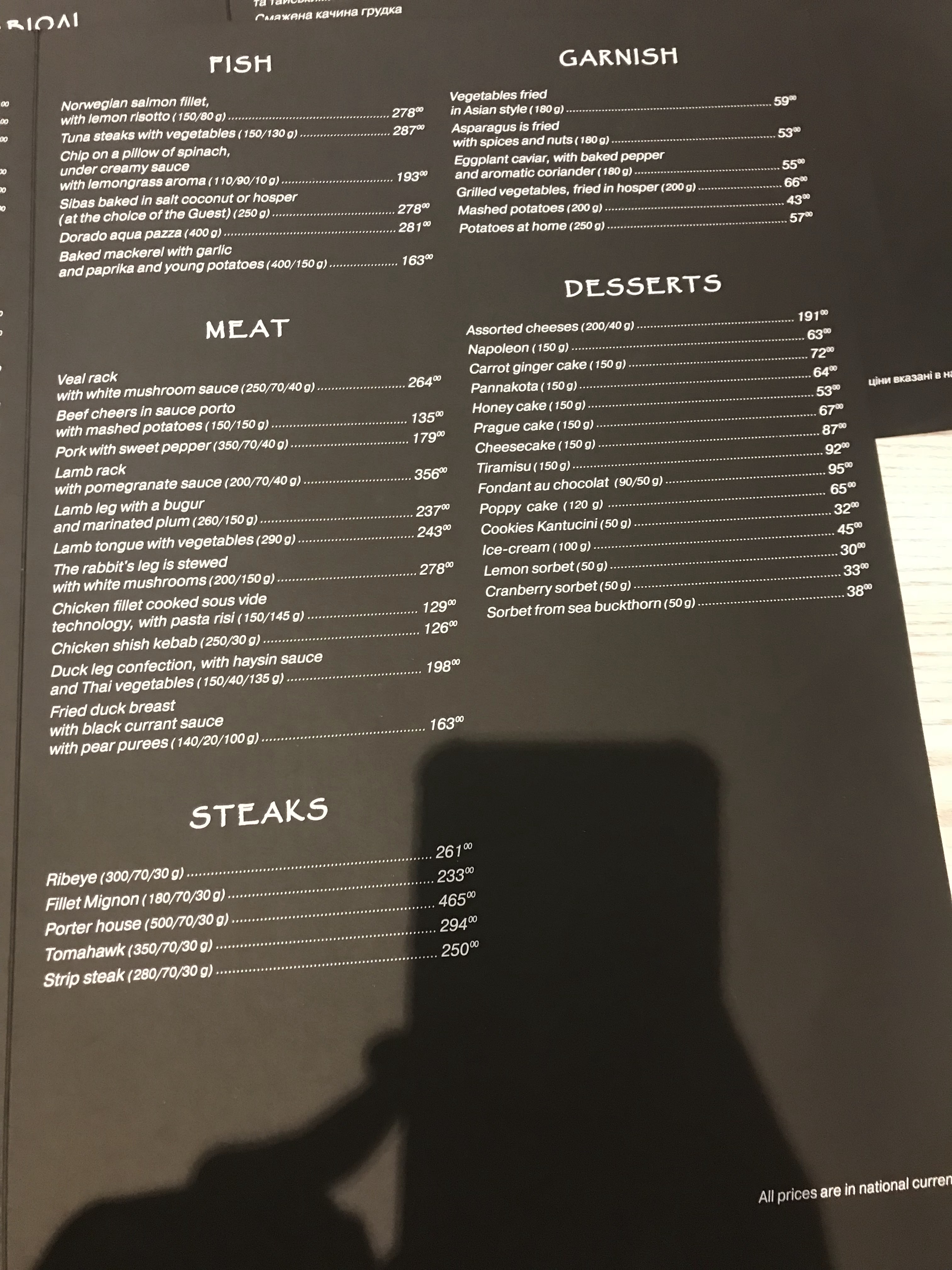Pioppo Nero menu 8