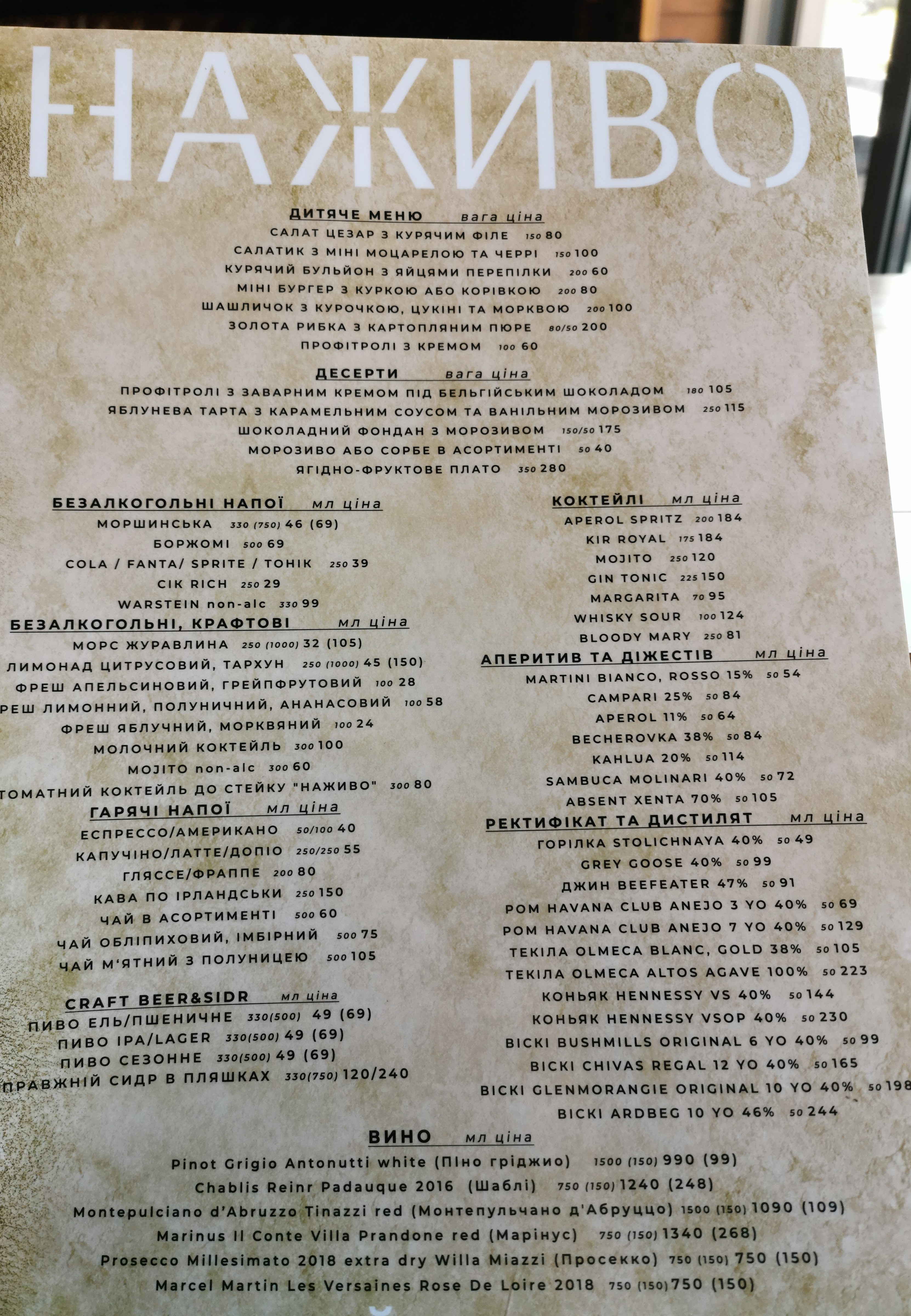 Restaurant Group НАЖИВО menu 2