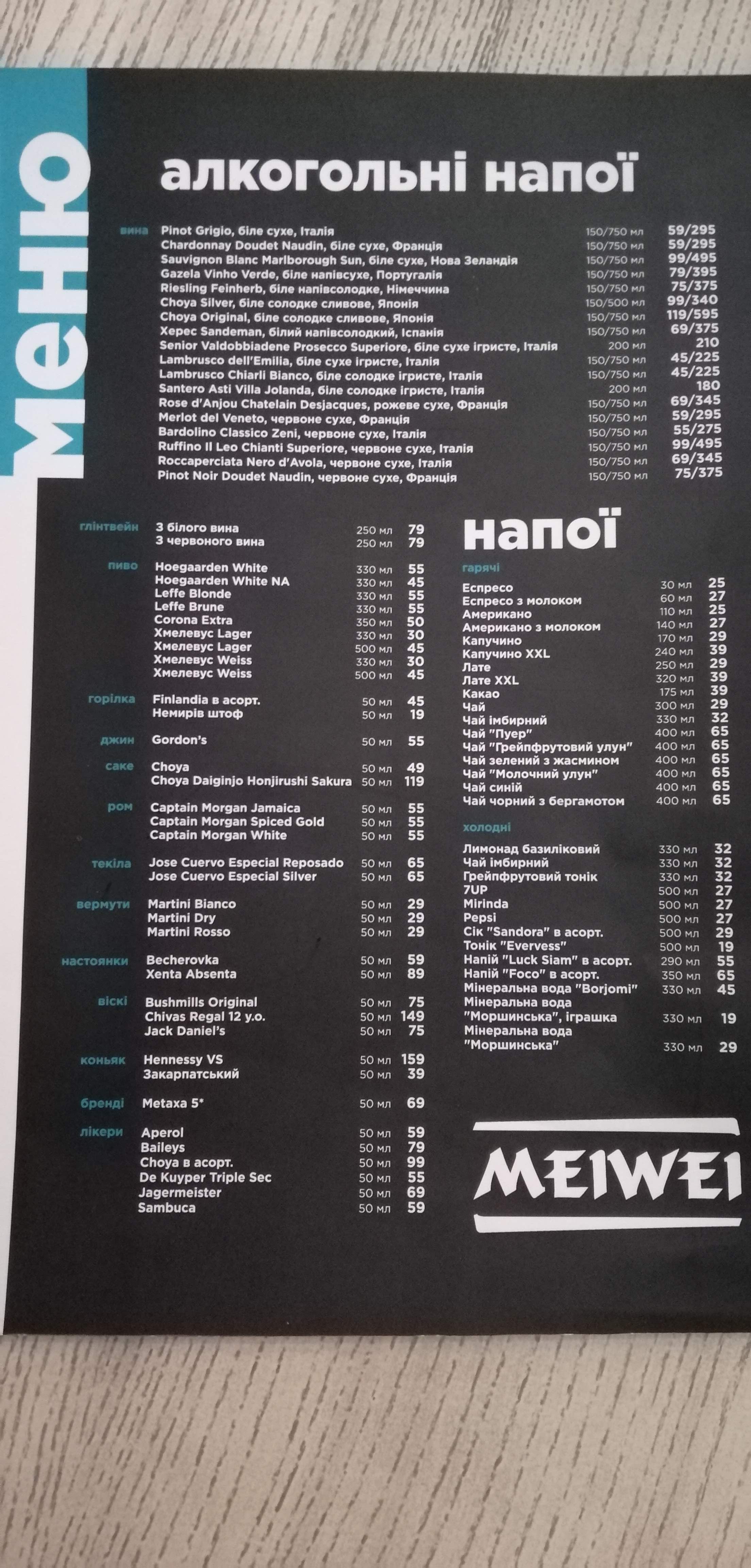 Meiwei menu 4