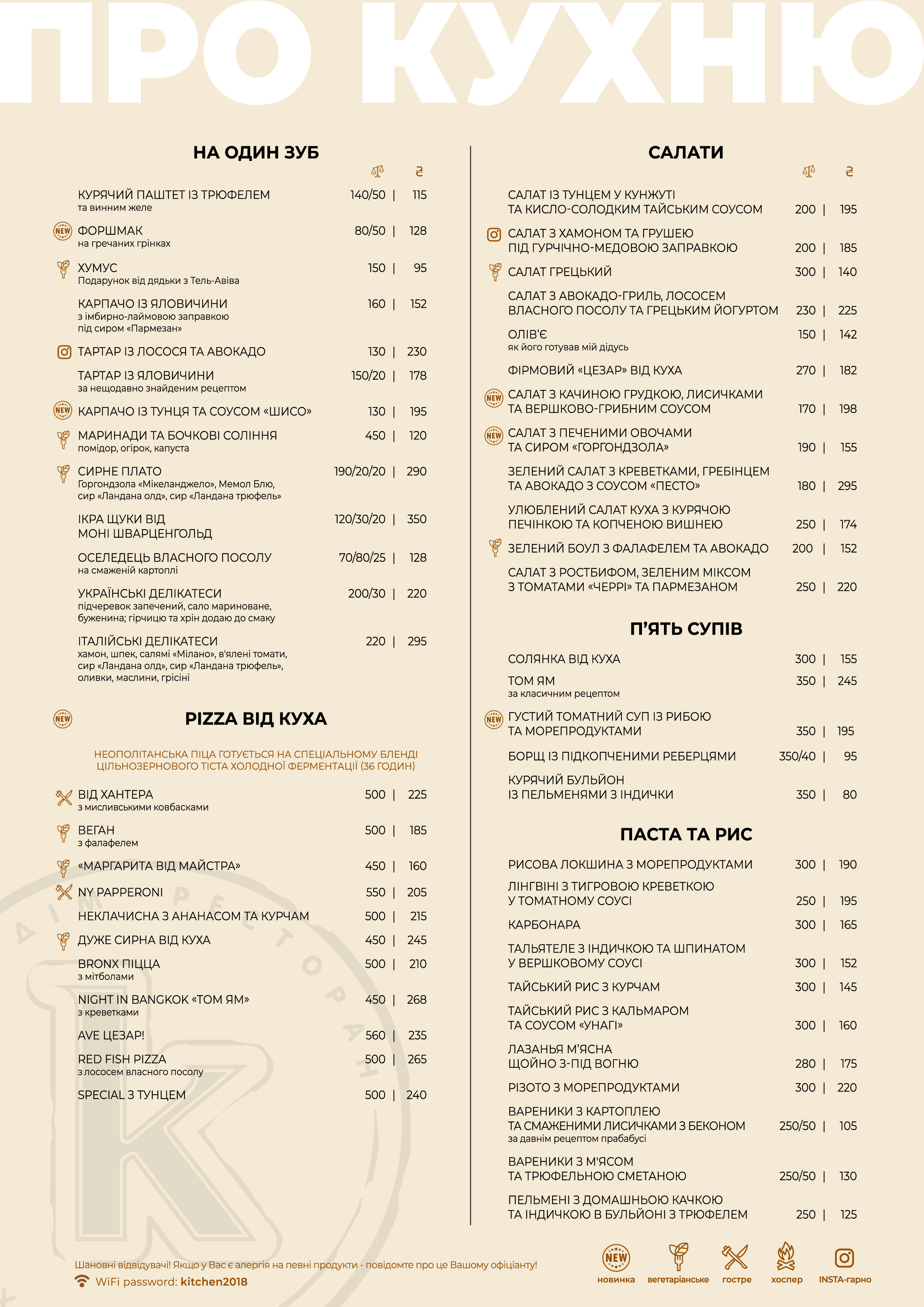 Kukhmeyster. Dim-Restoran menu 5
