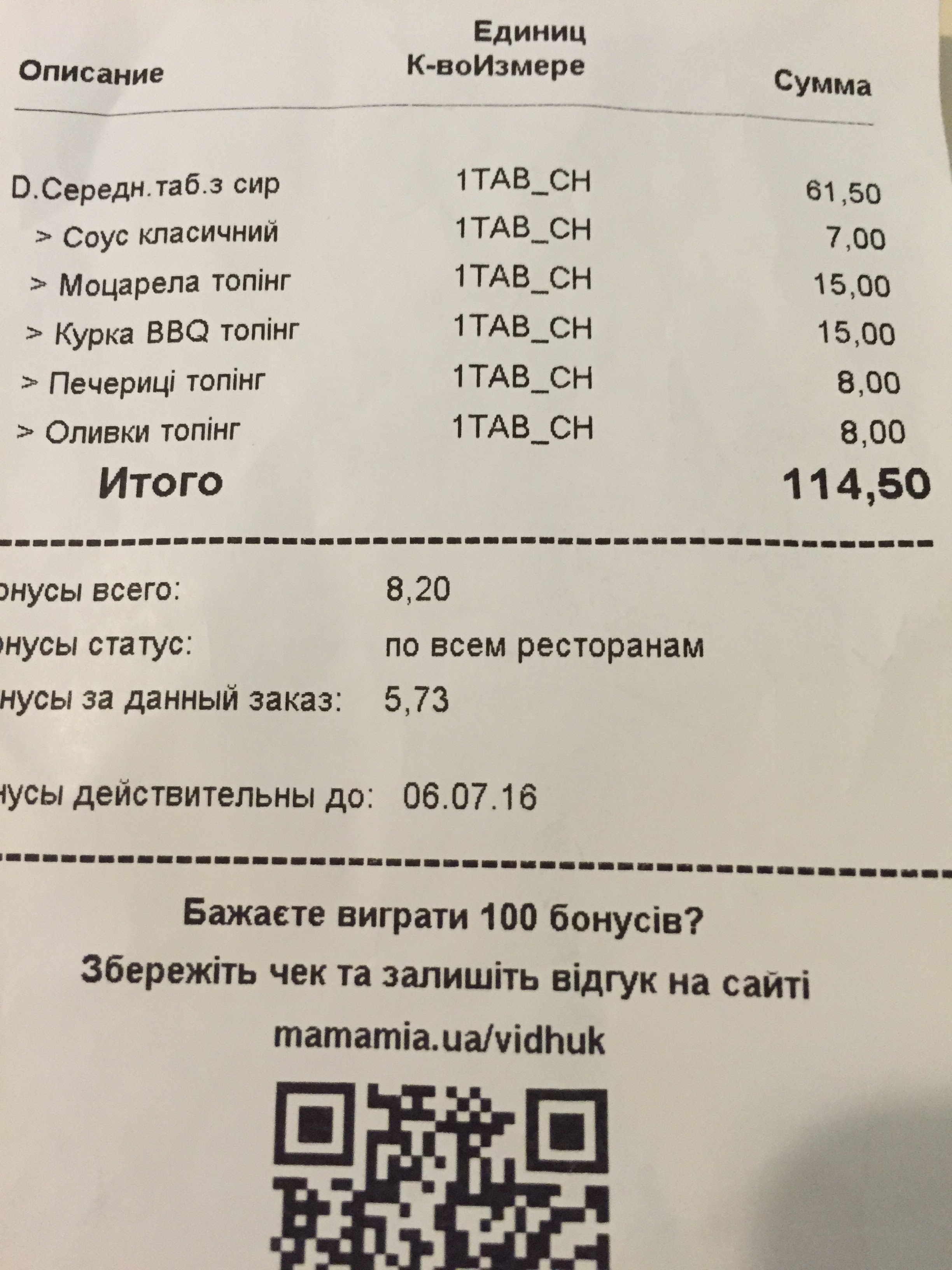 Mamamia! menu 4