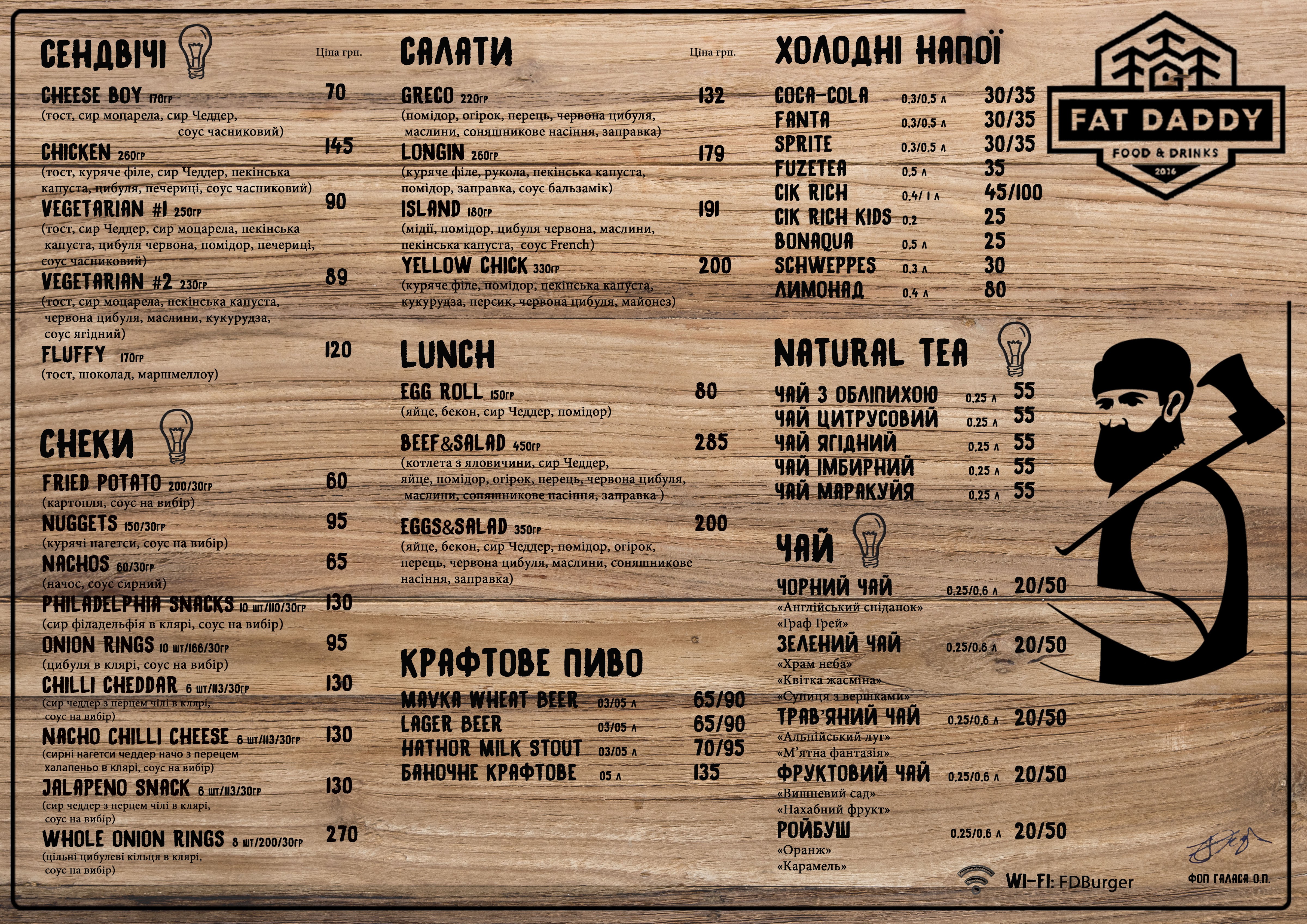 Fat Daddy Burgers menu 2